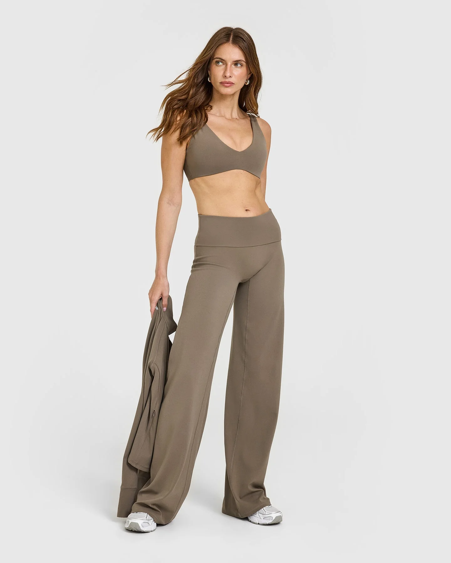 SoftMotion™ Scoop Back Bralette with White Logo | Moss Brown - Image 3
