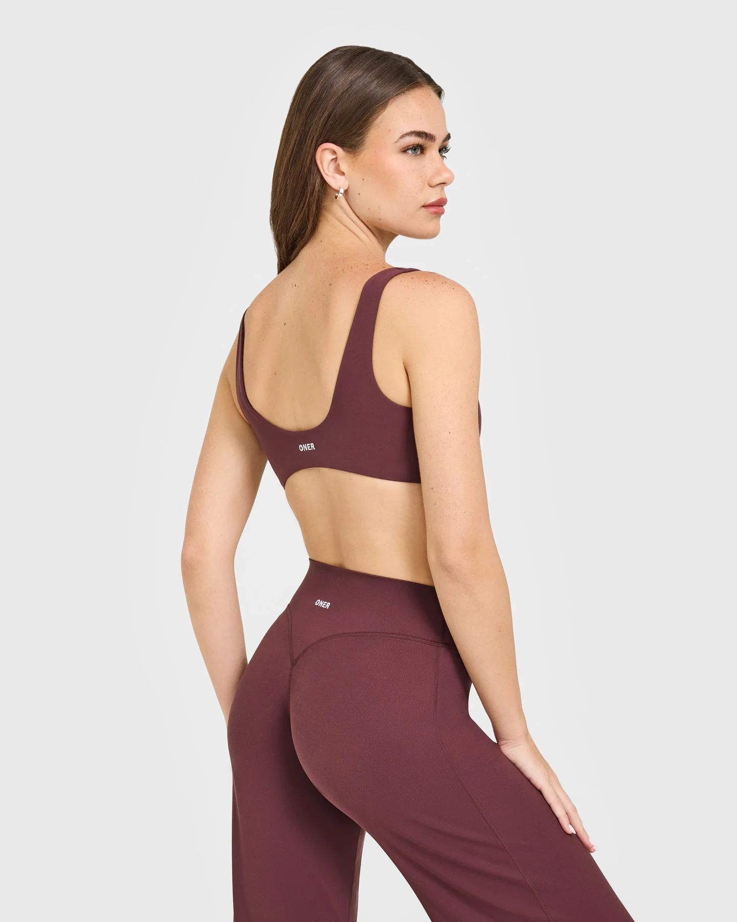 SoftMotion™ Scoop Back Bralette with White Logo | Velvet Mocha - Image 6
