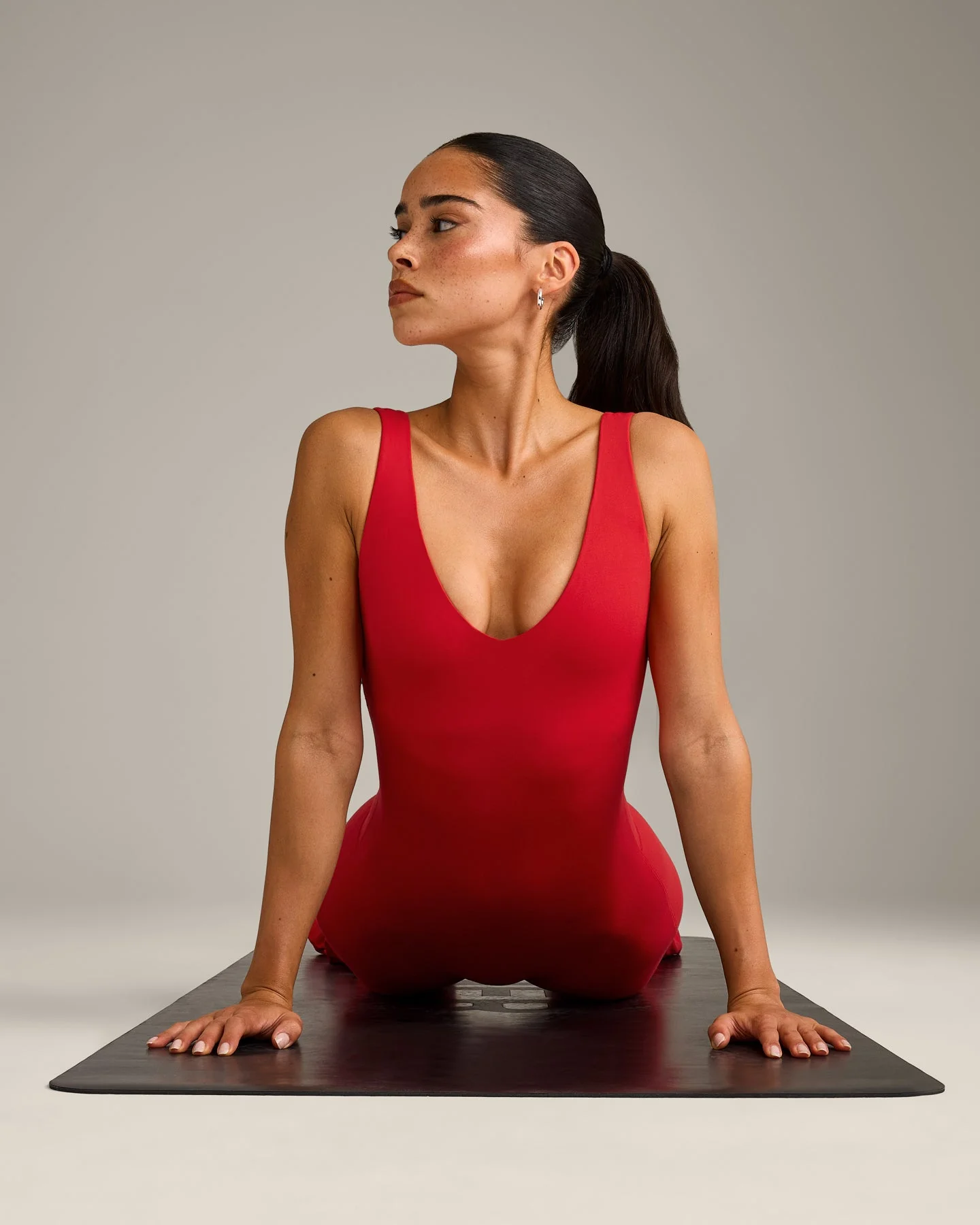 SoftMotion™ Scoop Back Flared All In One Long with Grey Logo | Fiery Red - Image 6