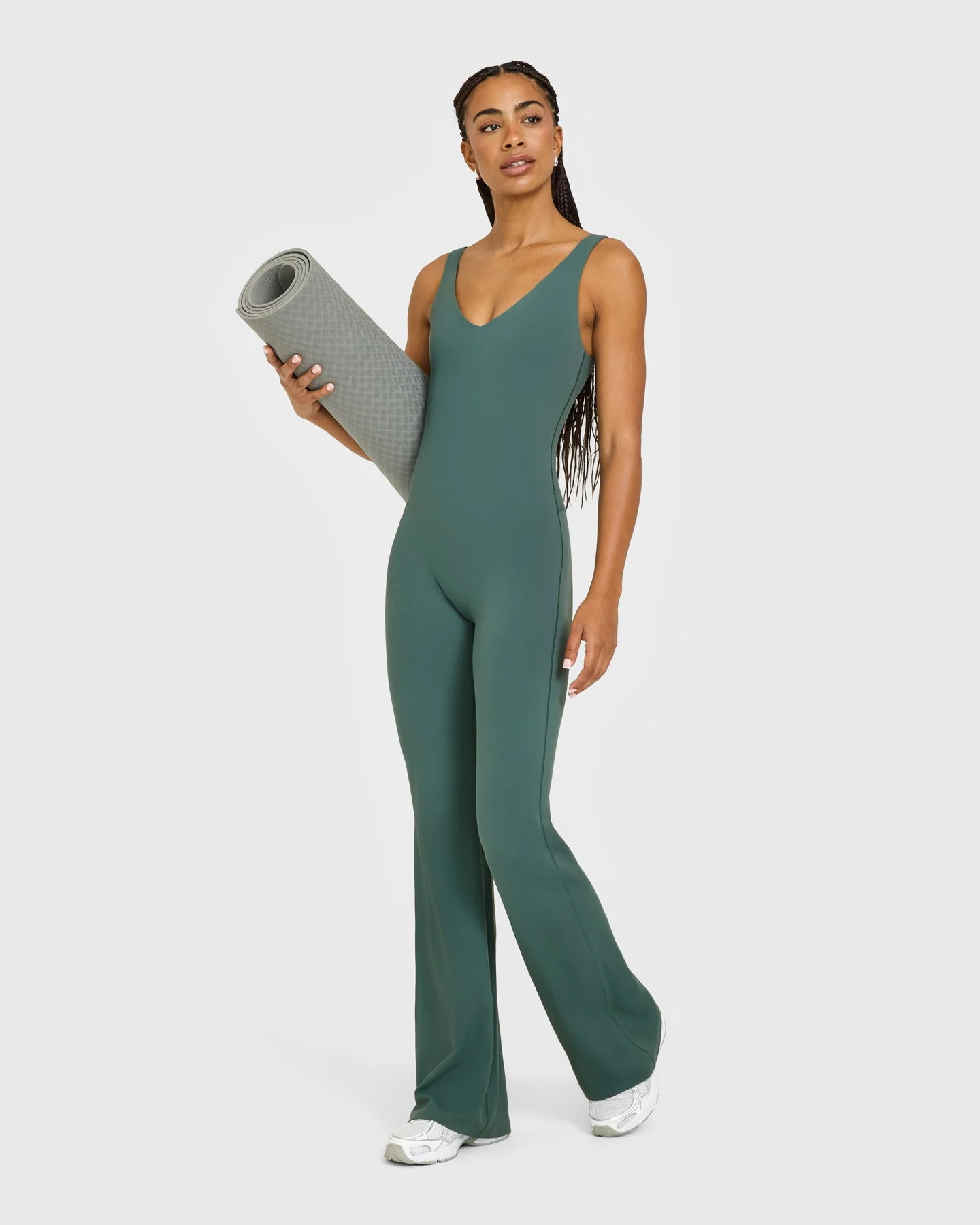 SoftMotion™ Scoop Back Flared All In One Long with White Logo | Iced Green - Image 3