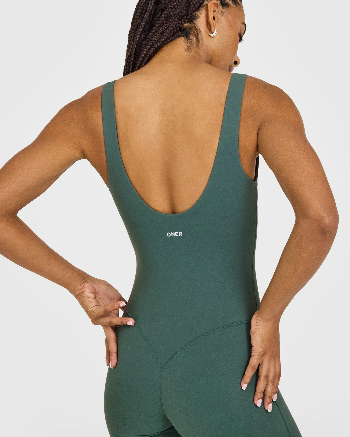 SoftMotion™ Scoop Back Flared All In One Long with White Logo | Iced Green - Image 4