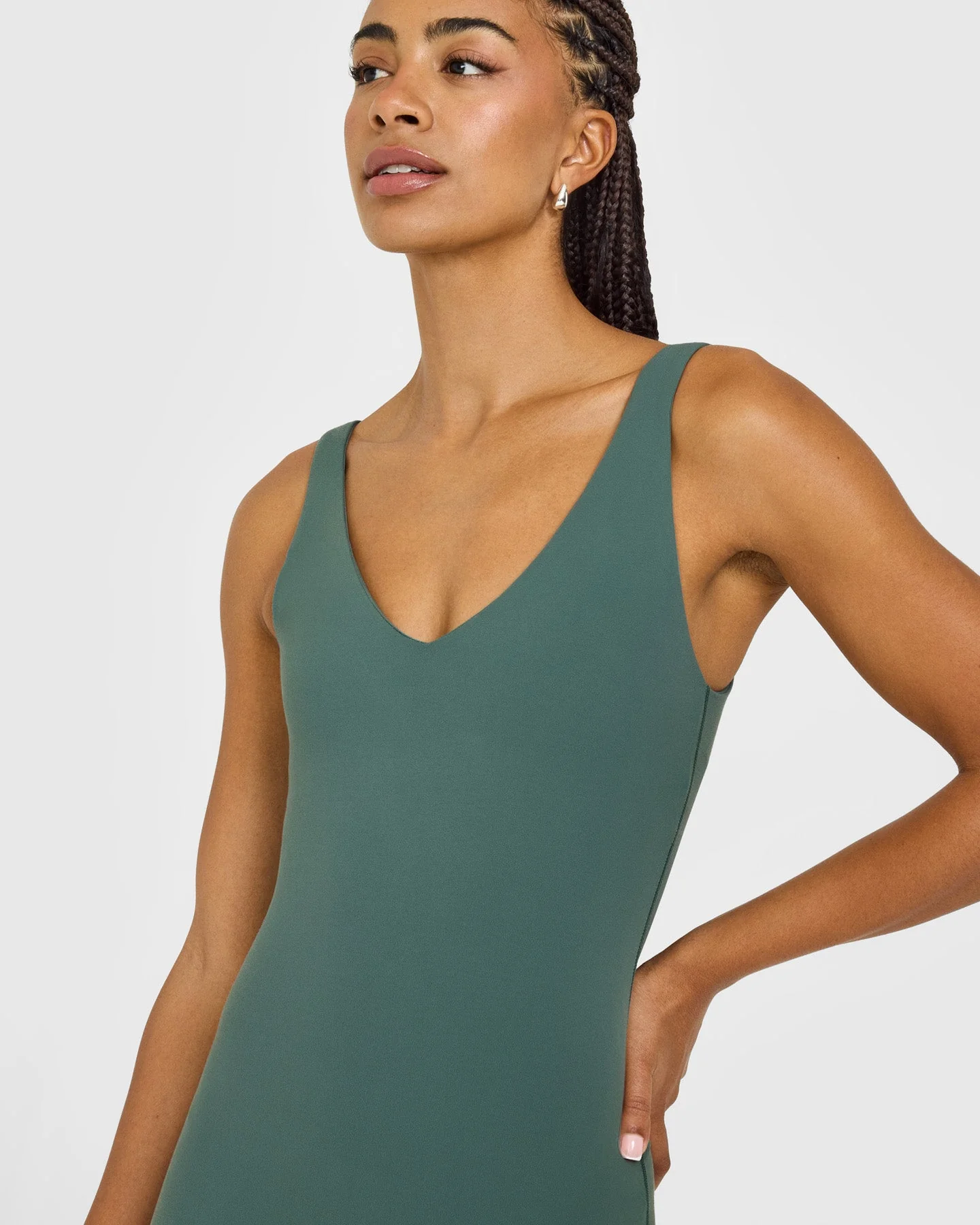 SoftMotion™ Scoop Back Flared All In One Long with White Logo | Iced Green - Image 5