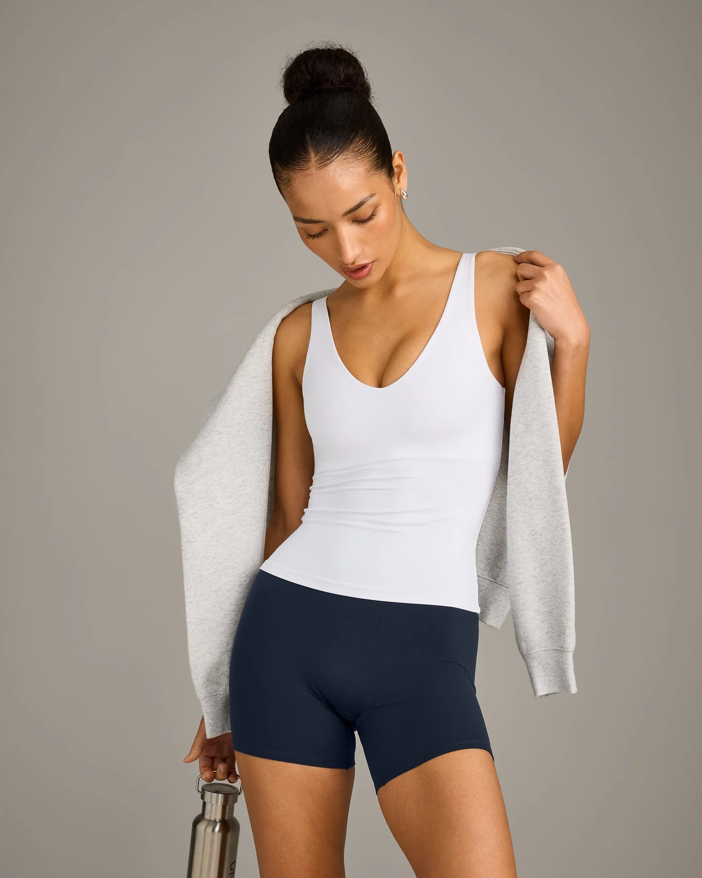 SoftMotion™ Scoop Neck Vest with Grey Logo | White - Image 3