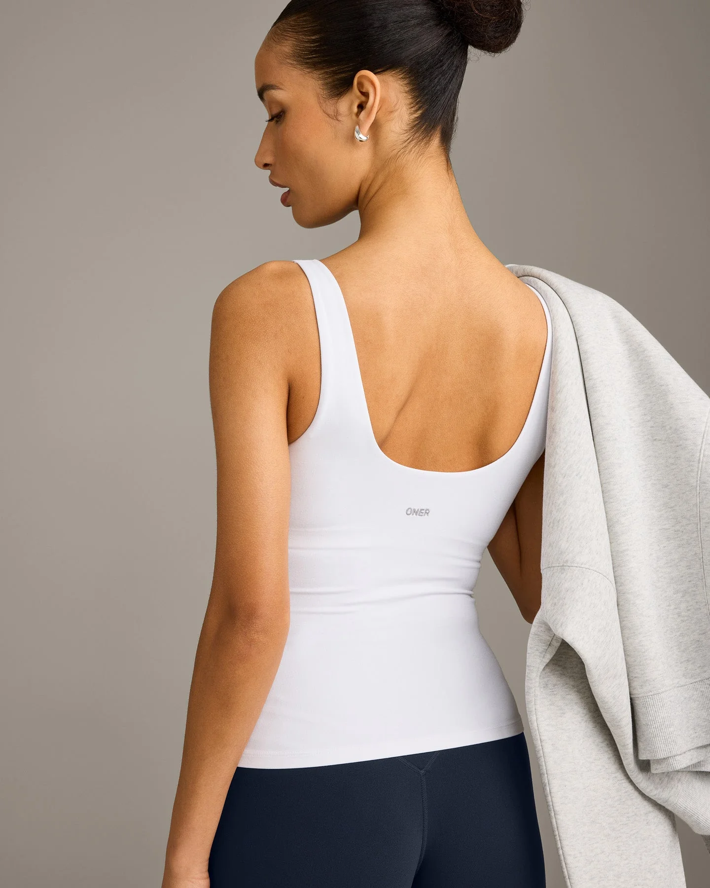 SoftMotion™ Scoop Neck Vest with Grey Logo | White - Image 4