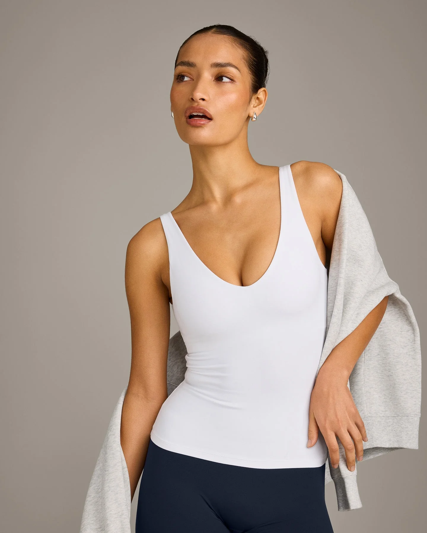 SoftMotion™ Scoop Neck Vest with Grey Logo | White - Image 5