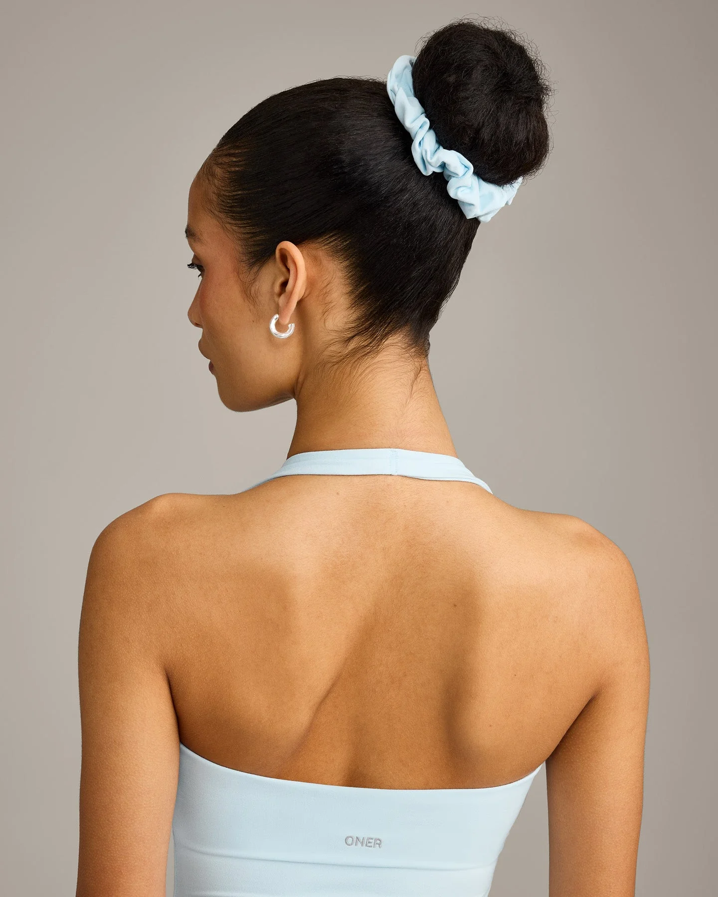 SoftMotion™ Scrunchie with Grey Logo | Cloud Blue - Image 2