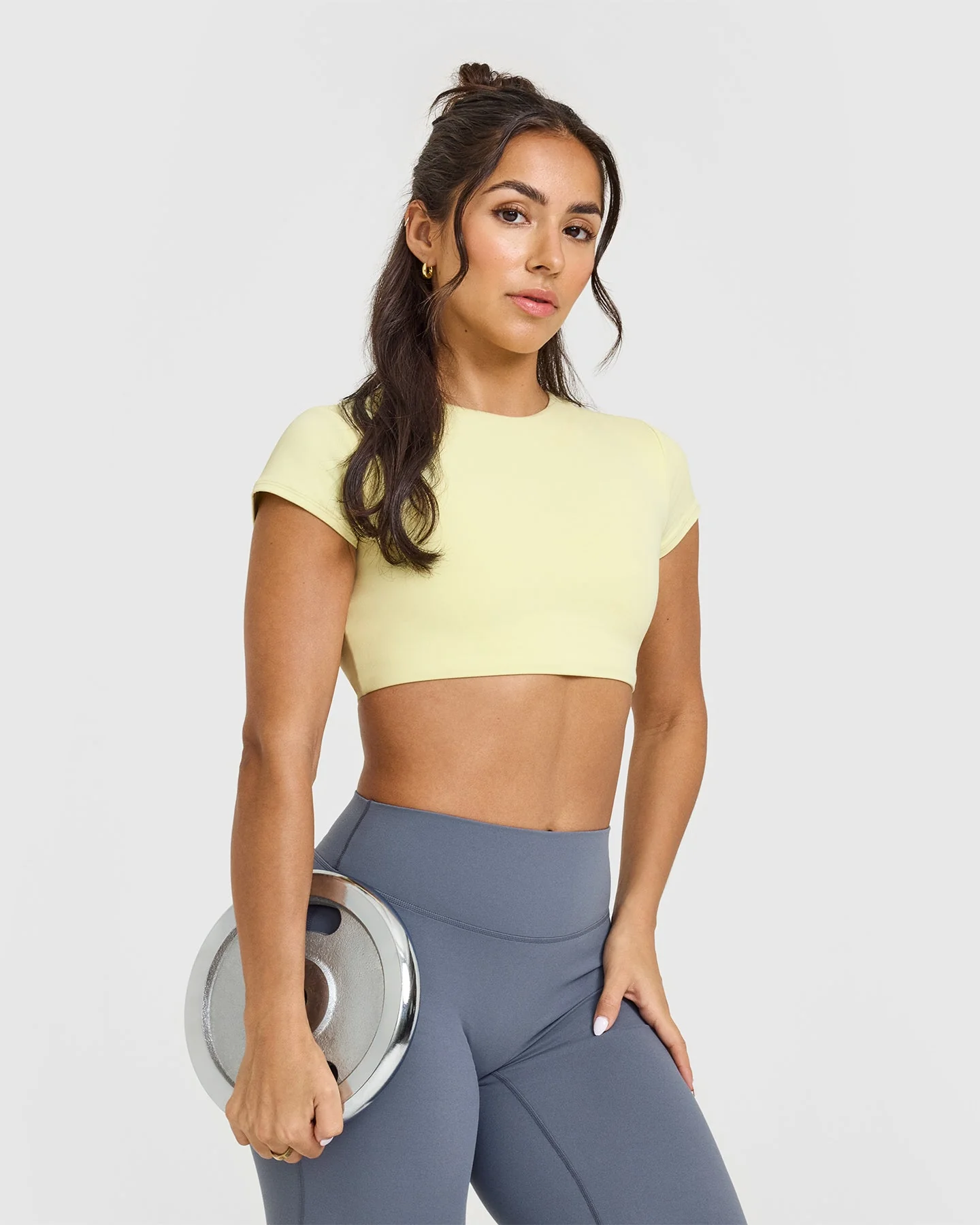 SoftMotion™ Short Sleeve Crop Top | Pastel Yellow - Image 6