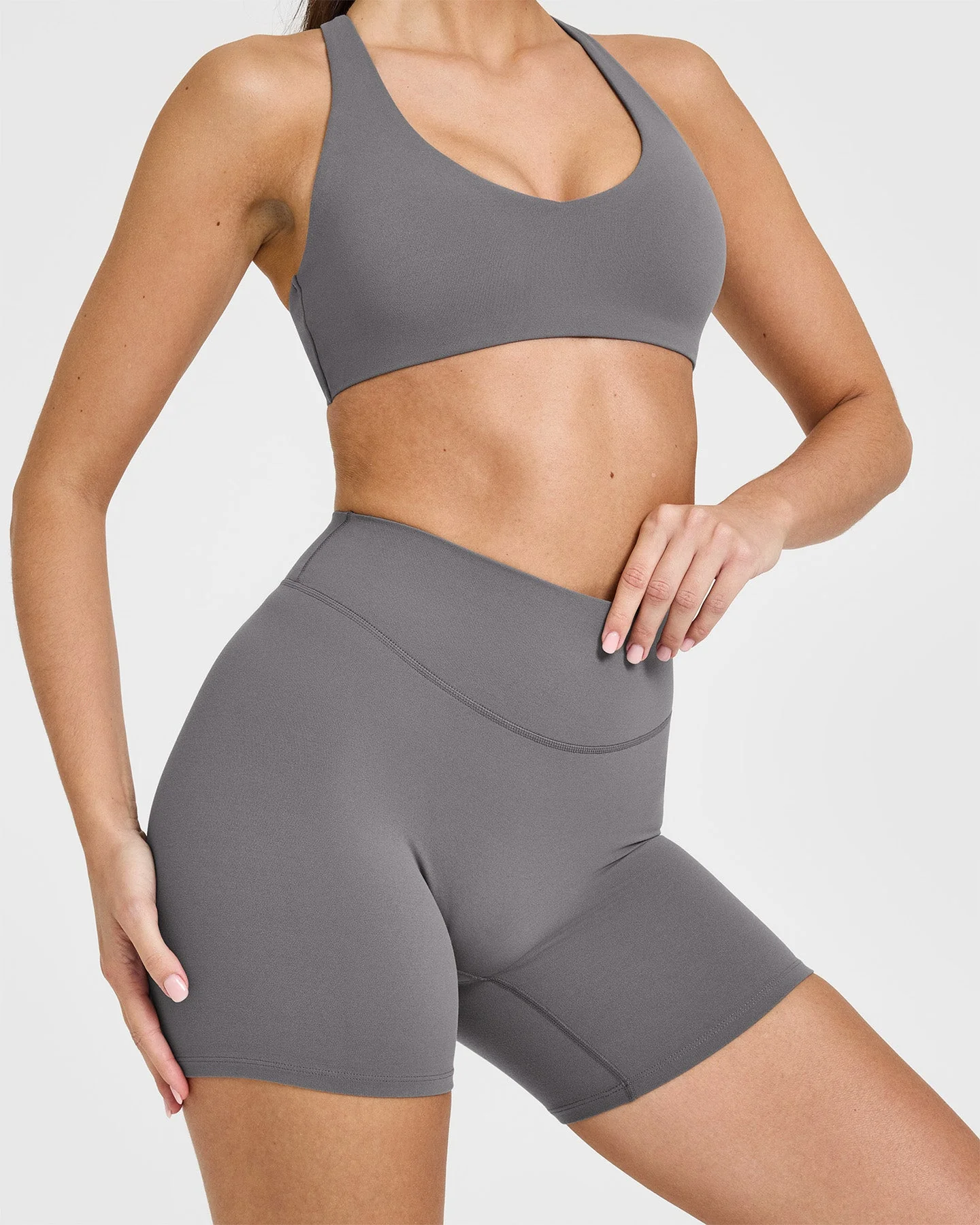 SoftMotion™ Shorts 6" with White Logo | Ash Grey - Image 4