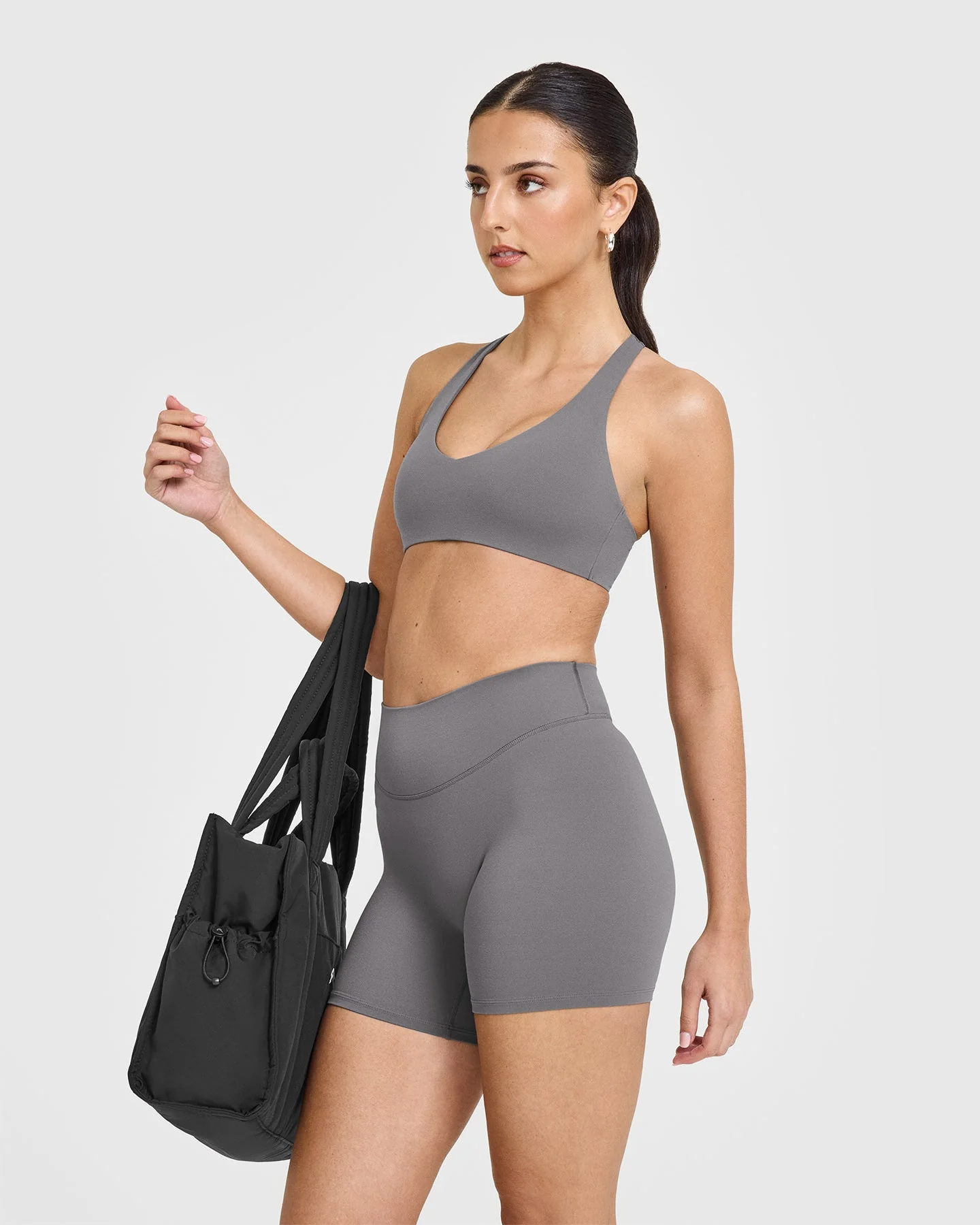 SoftMotion™ Shorts 6" with White Logo | Ash Grey - Image 6