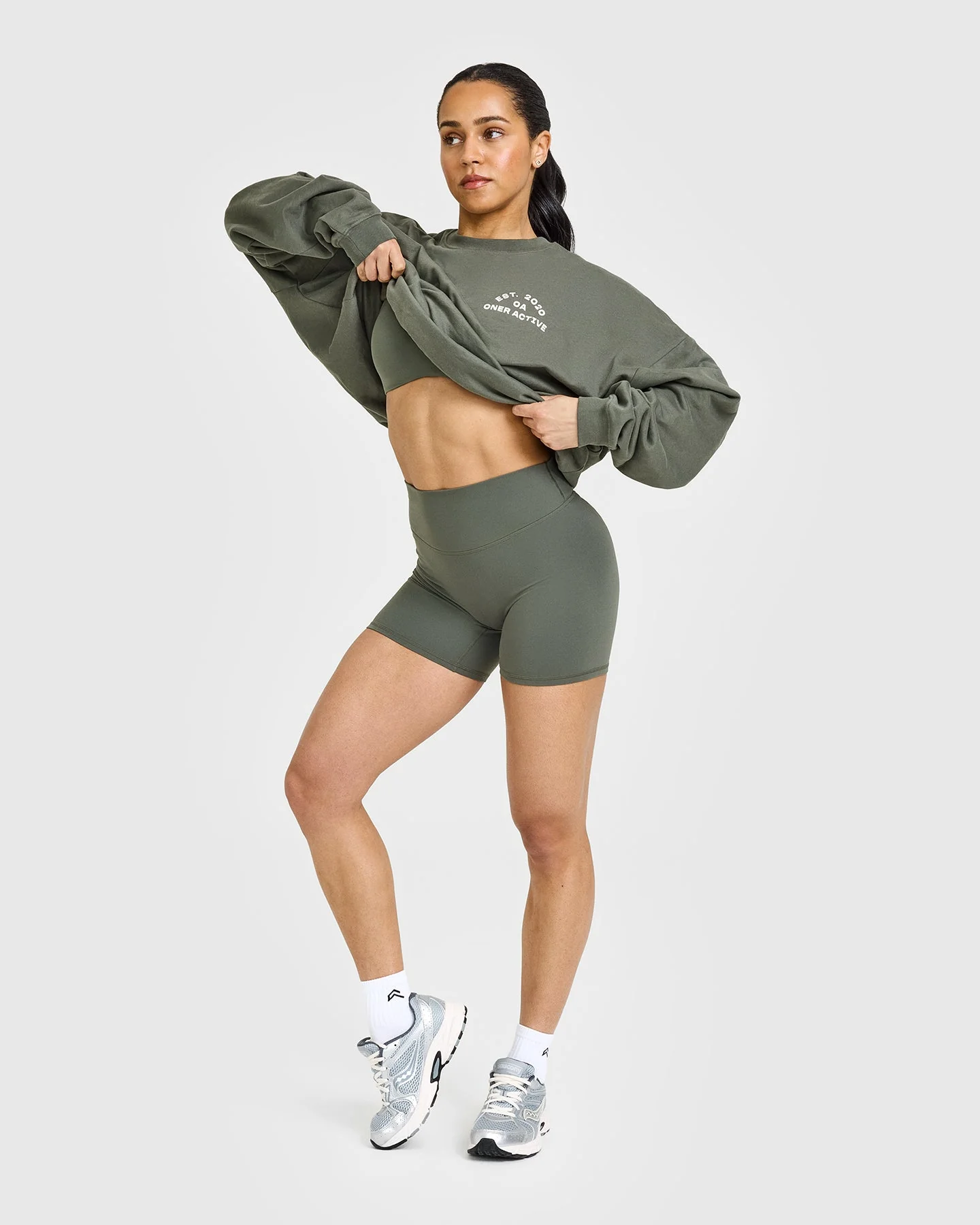 SoftMotion™ Shorts 6" with White Logo | Dark Khaki - Image 3