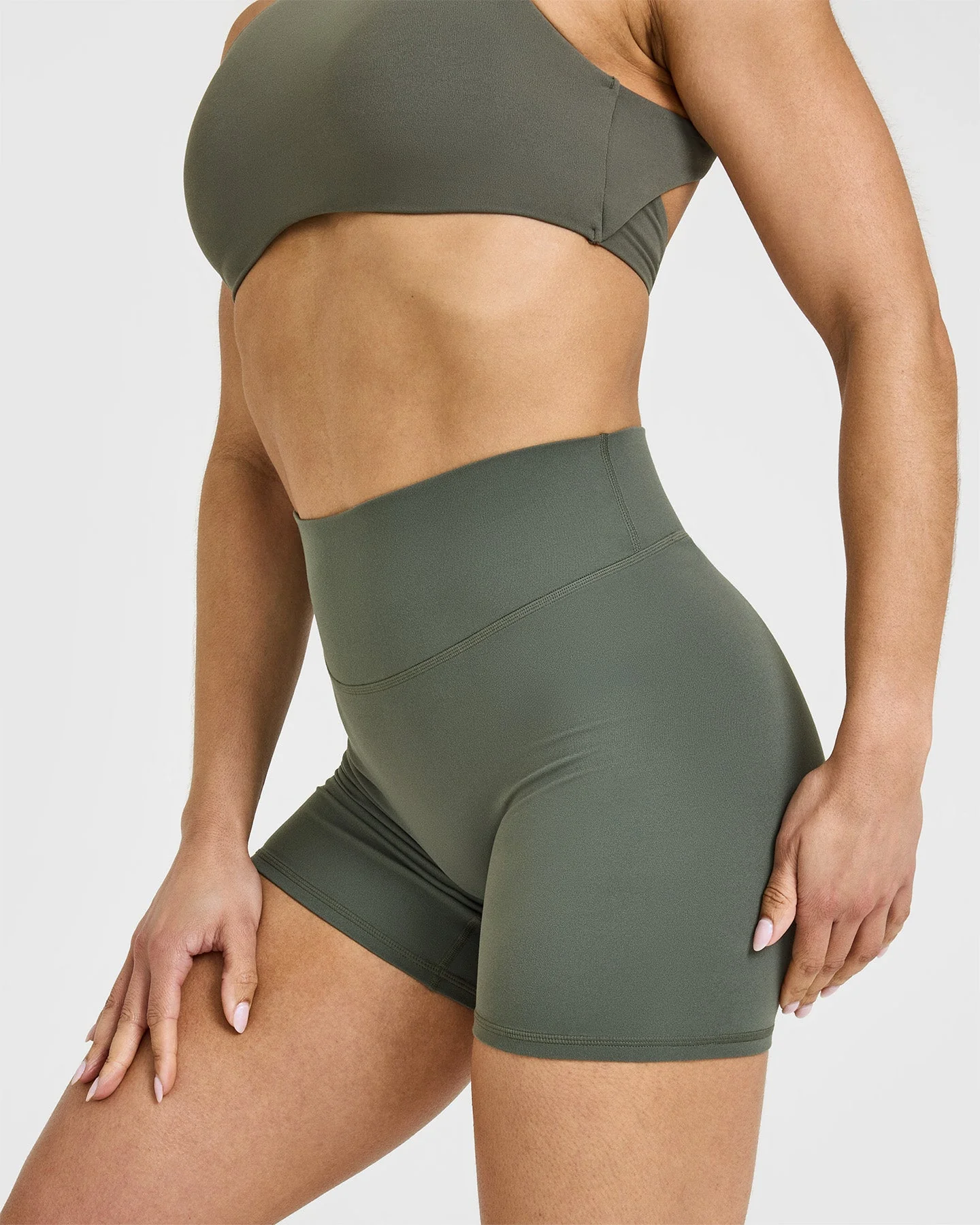 SoftMotion™ Shorts 6" with White Logo | Dark Khaki - Image 4