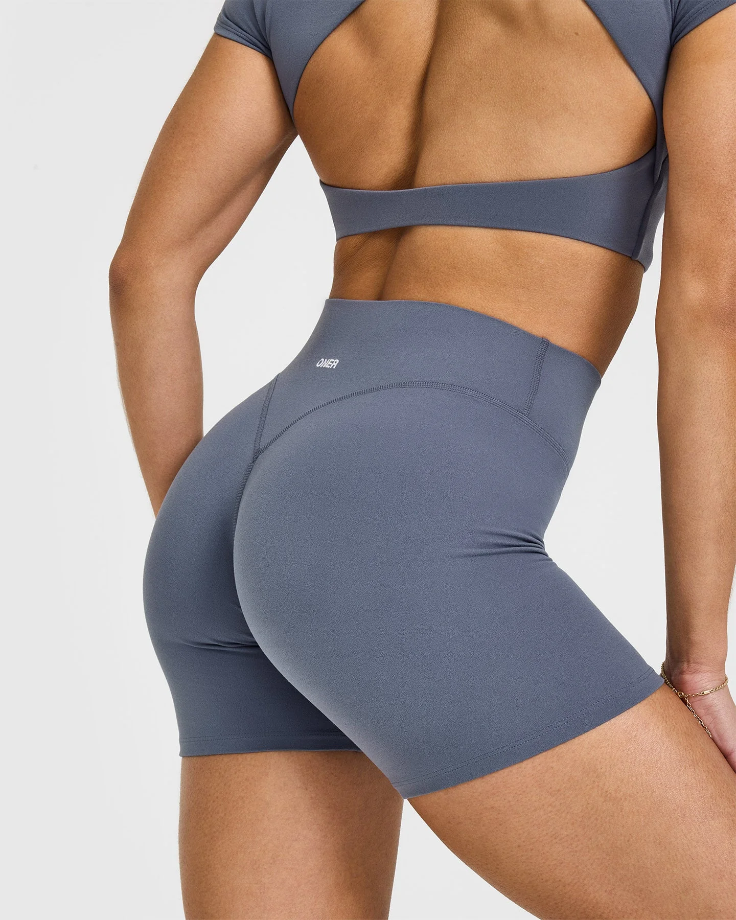 SoftMotion™ Shorts 6" with White Logo | Granite Blue - Image 4