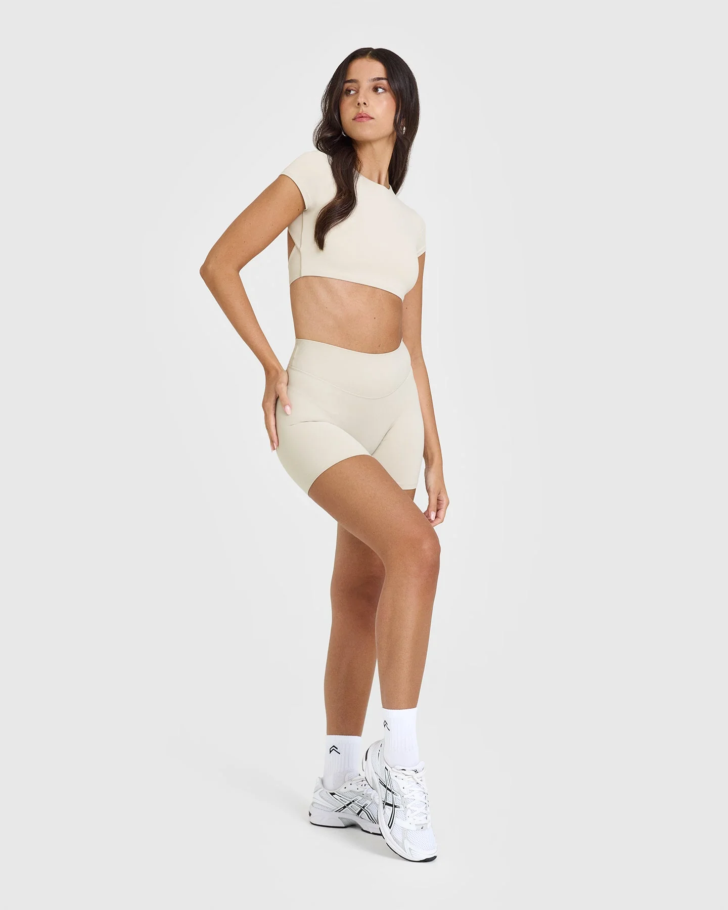 SoftMotion™ Shorts 6" with White Logo | Sand - Image 3