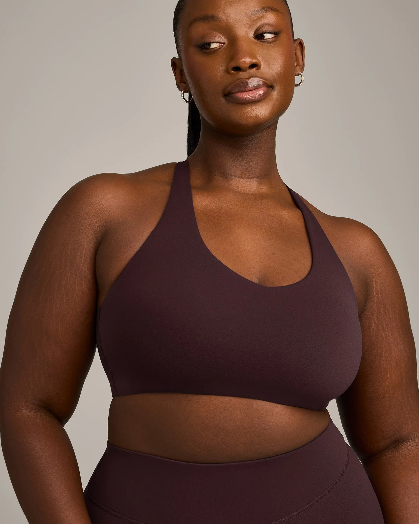 SoftMotion™ Sports Bra with Grey Logo | Plum Brown - Image 2