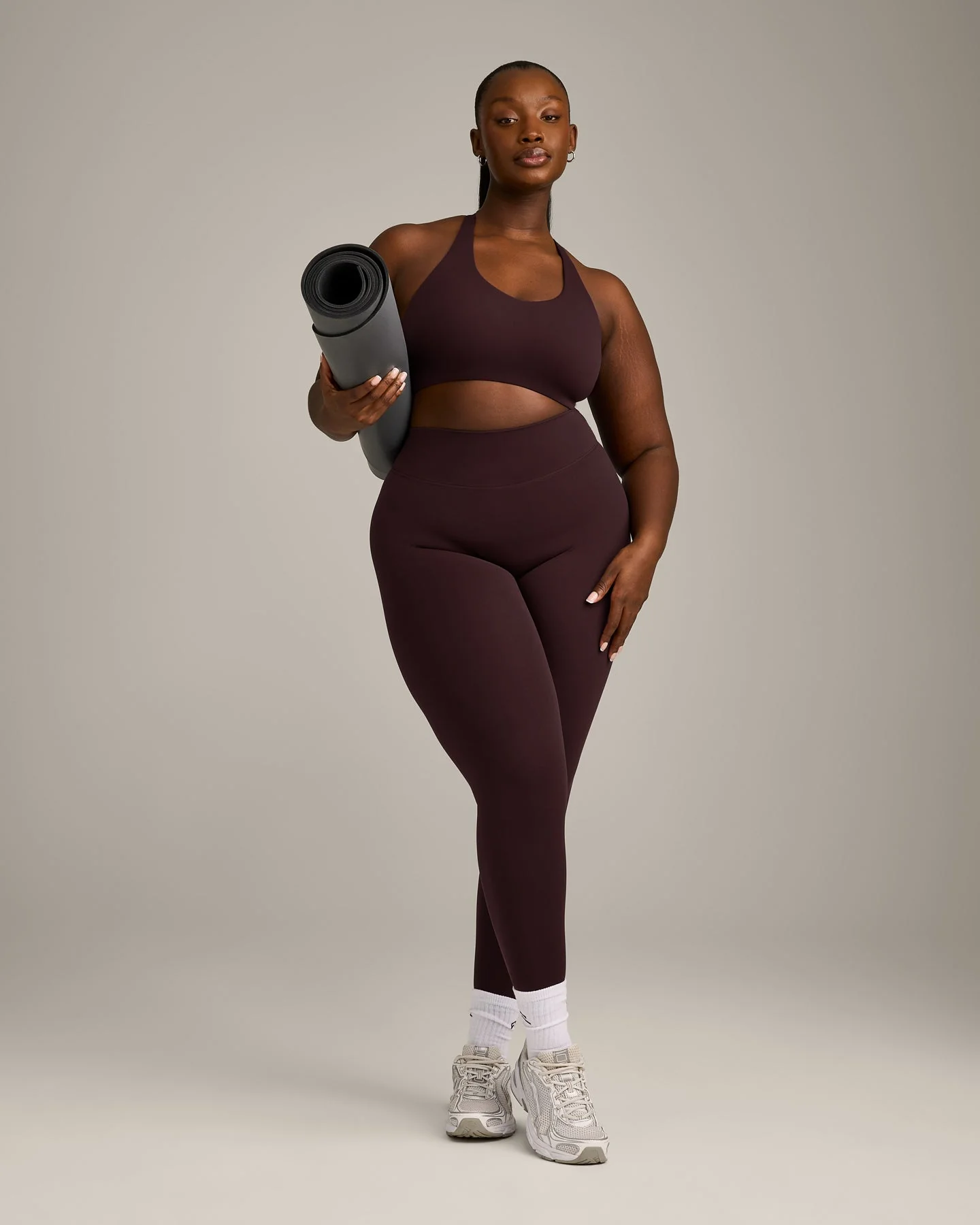 SoftMotion™ Sports Bra with Grey Logo | Plum Brown - Image 3