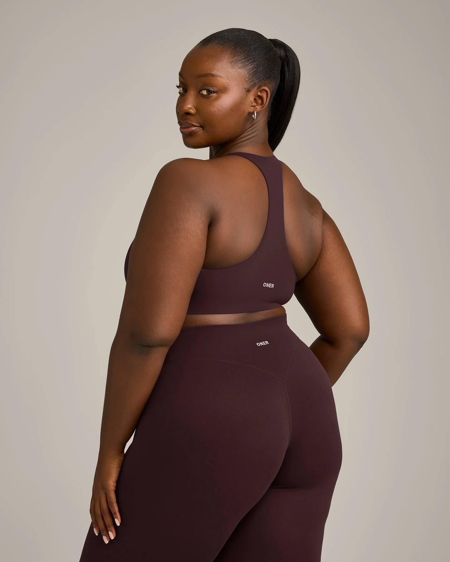 SoftMotion™ Sports Bra with Grey Logo | Plum Brown - Image 5