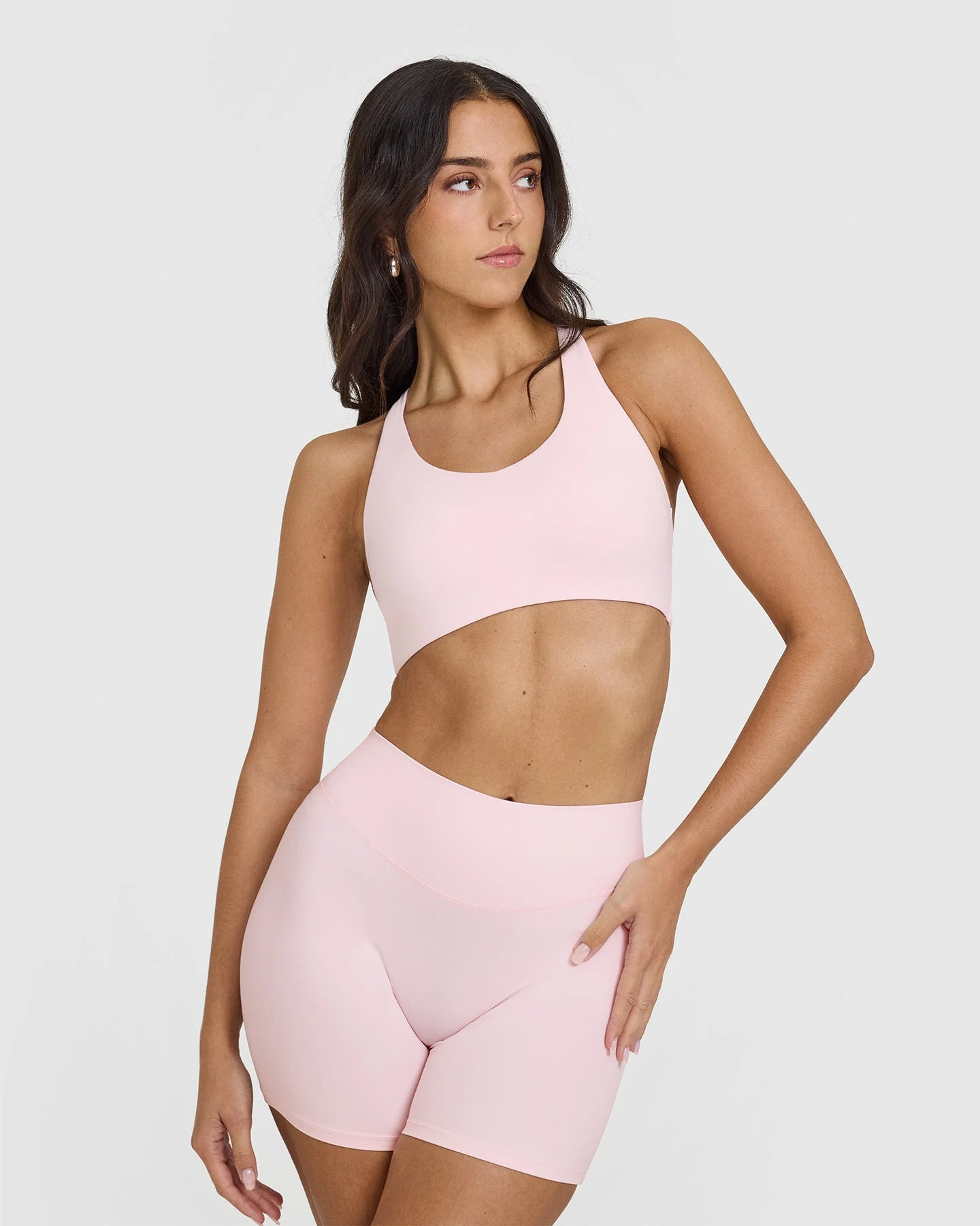 SoftMotion™ Sports Bra with White Logo | Ballet Pink