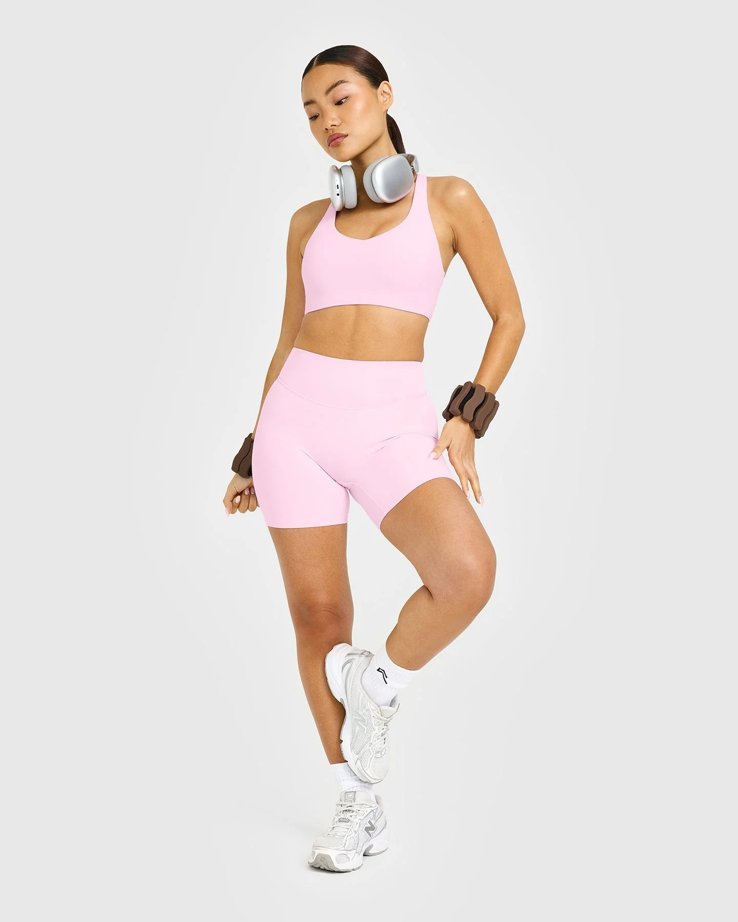 SoftMotion™ Sports Bra with White Logo | Chalk Pink - Image 3