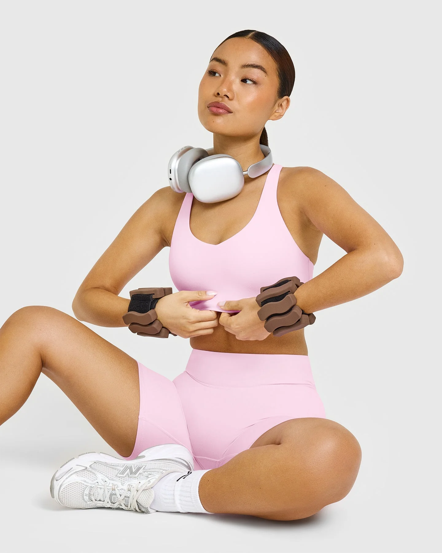 SoftMotion™ Sports Bra with White Logo | Chalk Pink - Image 5