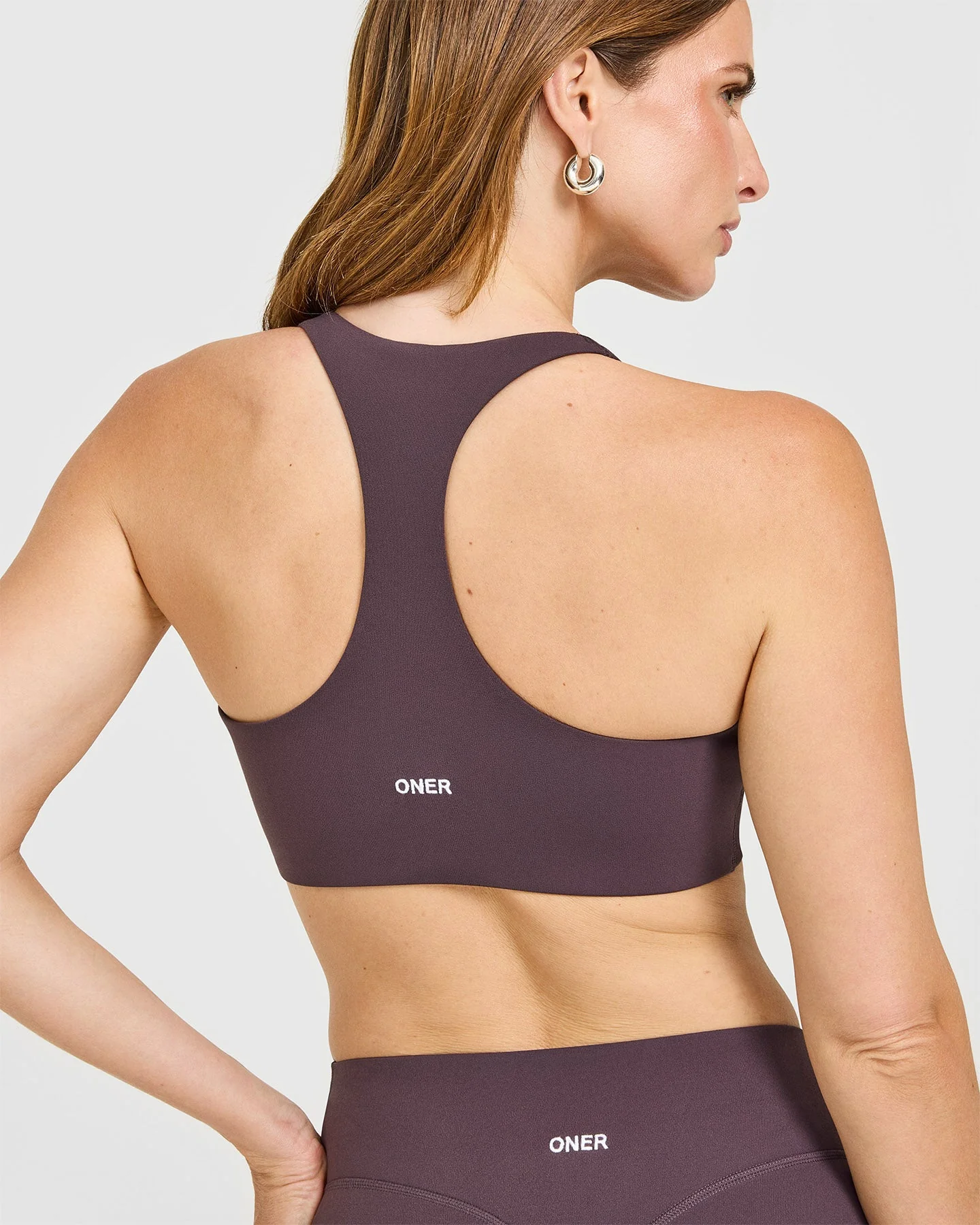 SoftMotion™ Sports Bra with White Logo | Dark Umber Brown - Image 6