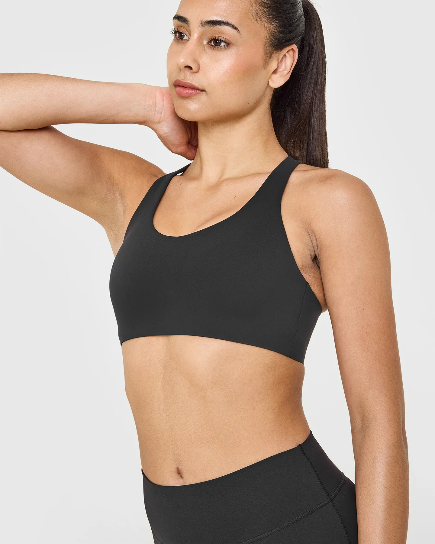 SoftMotion™ Sports Bra with White Logo | Soft Black - Image 5