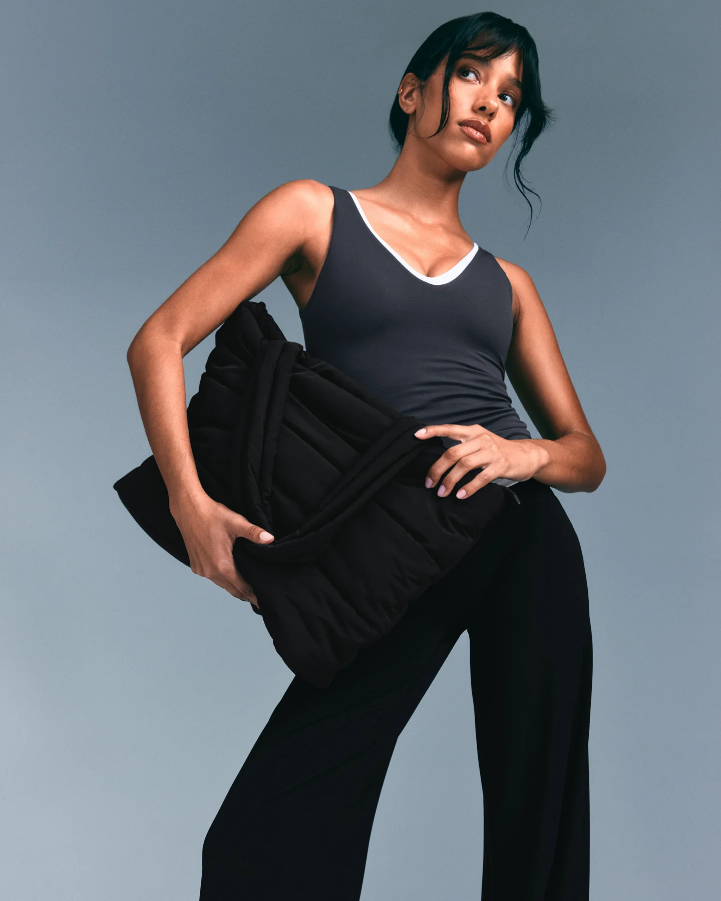 SoftMotion™ Straight Leg Bottoms with Grey Logo | Black - Image 2