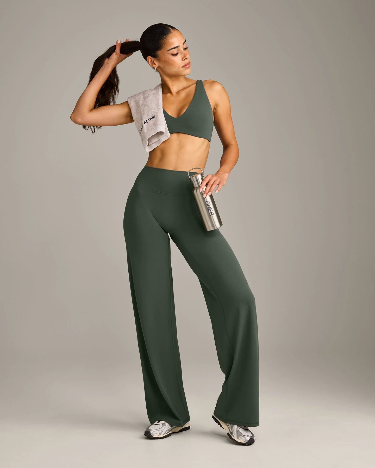 SoftMotion™ Straight Leg Bottoms with Grey Logo | Dark Khaki - Image 3