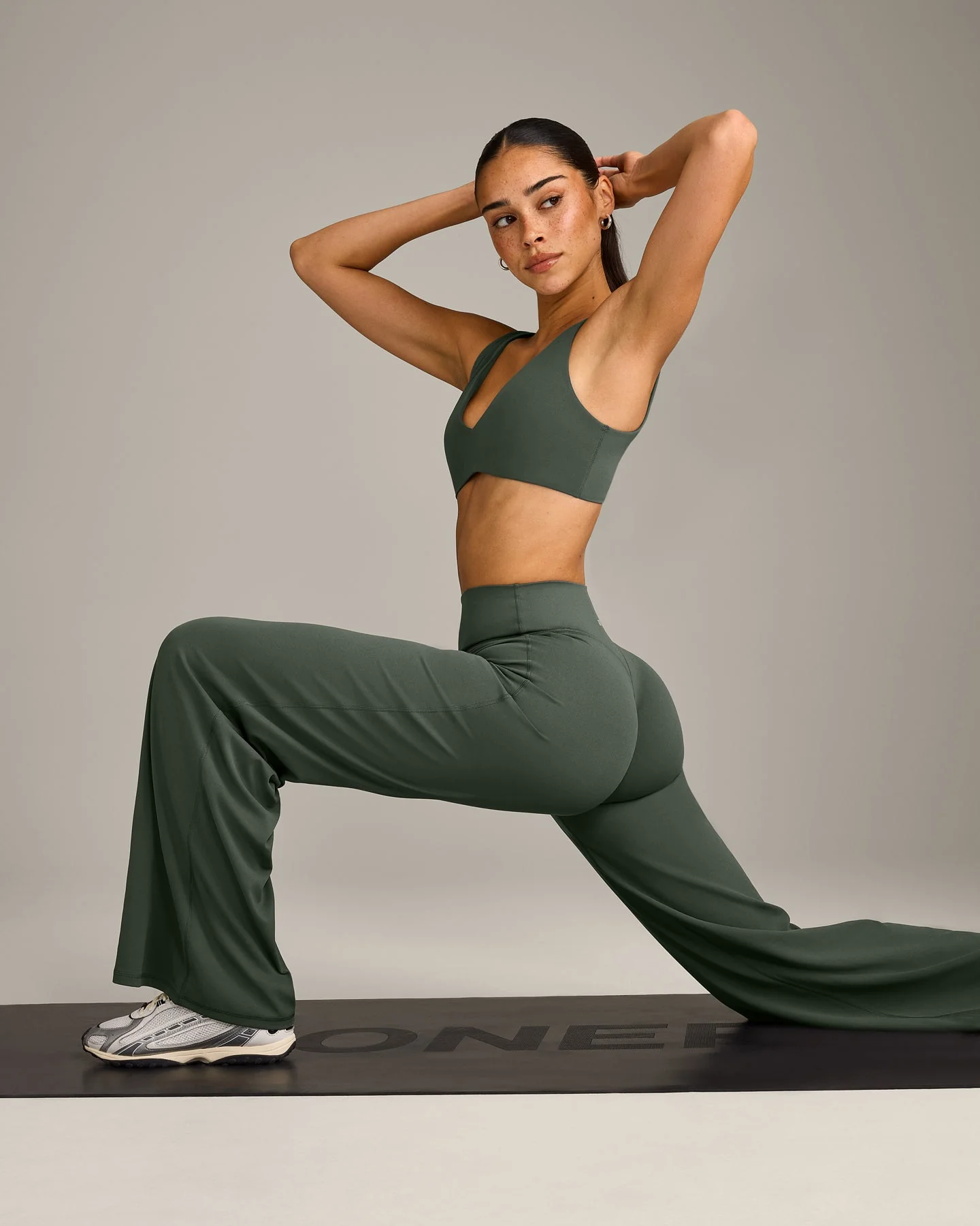 SoftMotion™ Straight Leg Bottoms with Grey Logo | Dark Khaki - Image 6
