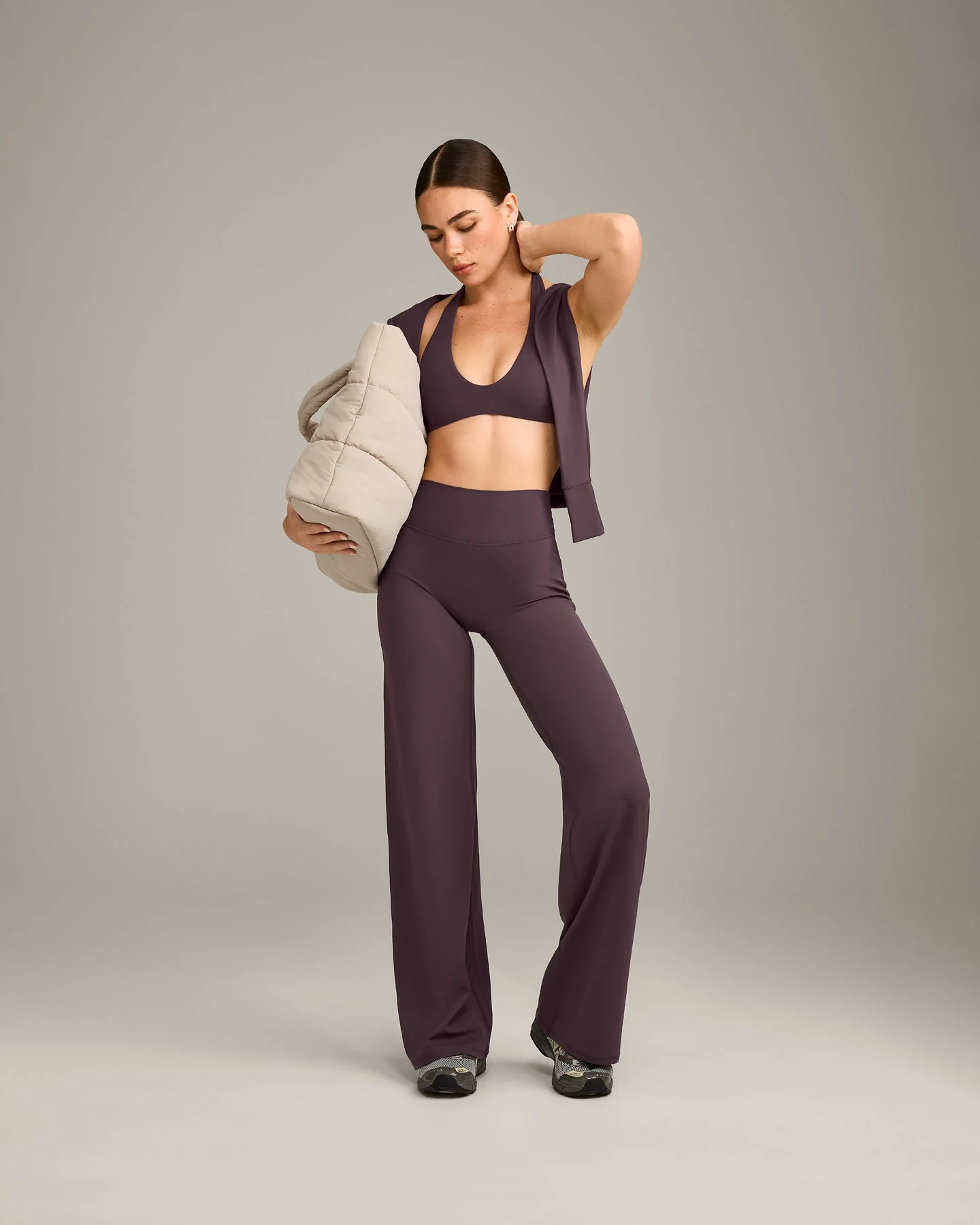 SoftMotion™ Straight Leg Bottoms with Grey Logo | Dark Umber Brown - Image 3