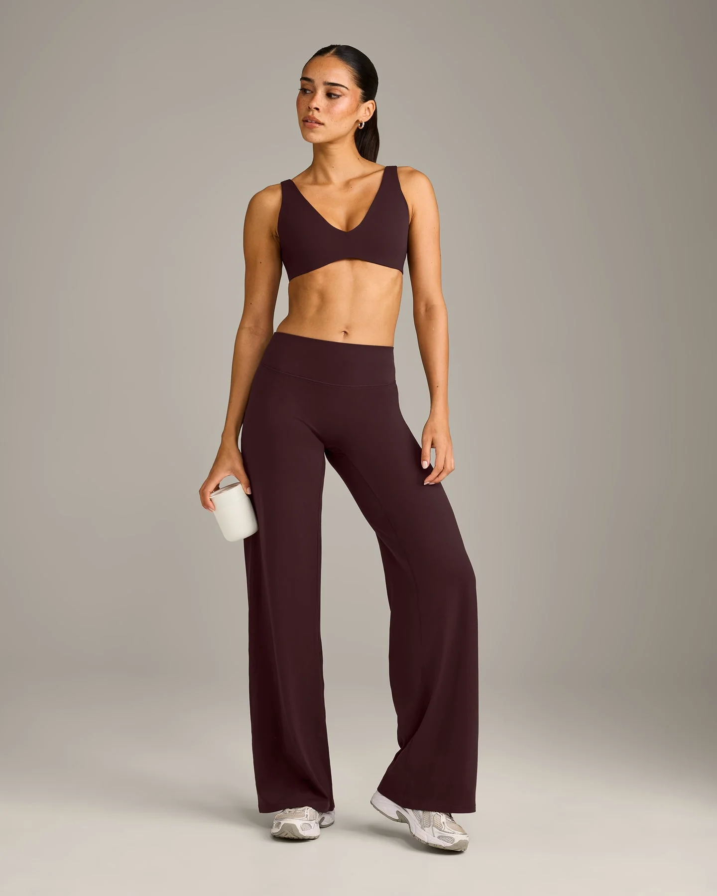 SoftMotion™ Straight Leg Bottoms with Grey Logo | Plum Brown - Image 3