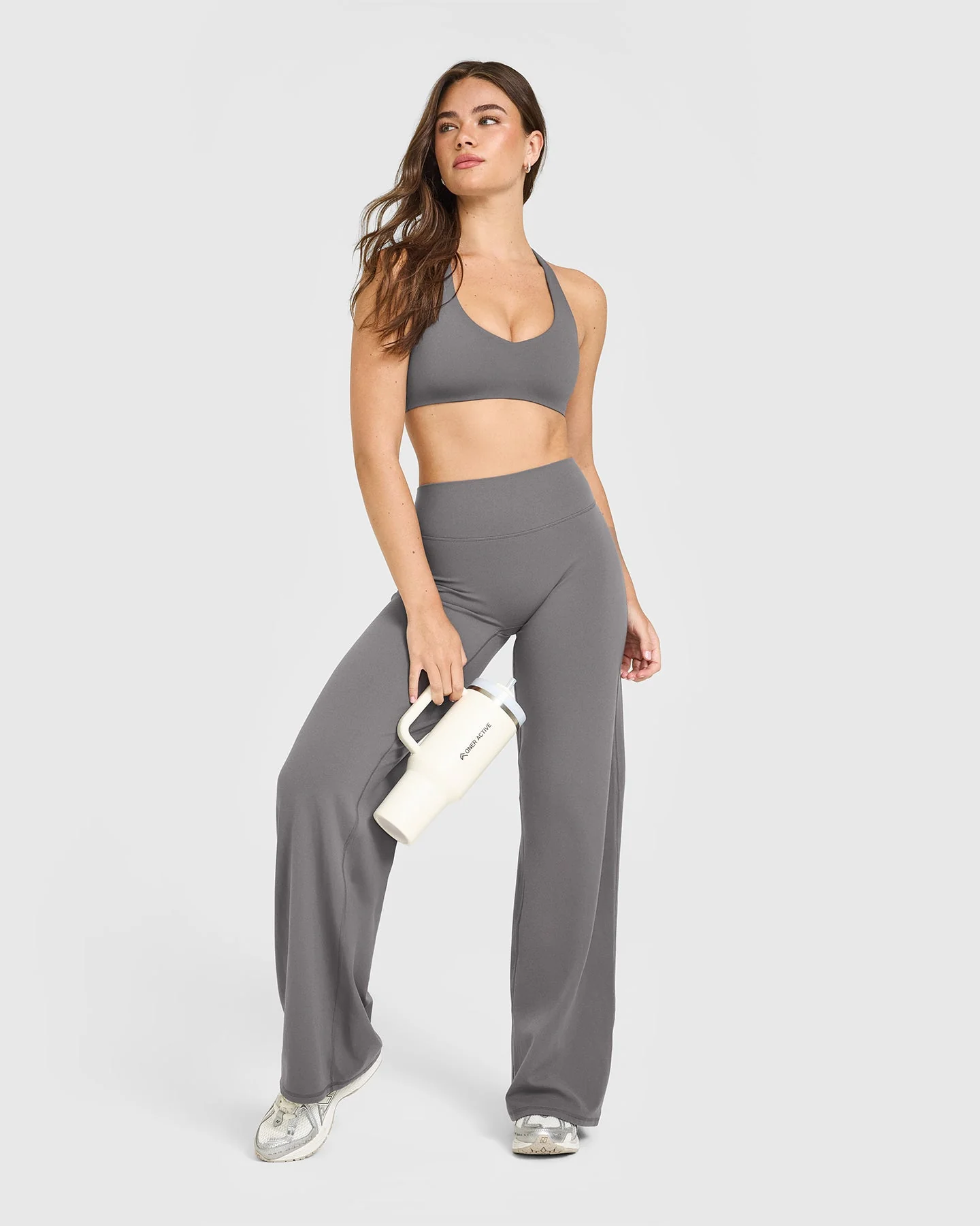 SoftMotion™ Straight Leg Bottoms with White Logo | Ash Grey - Image 3