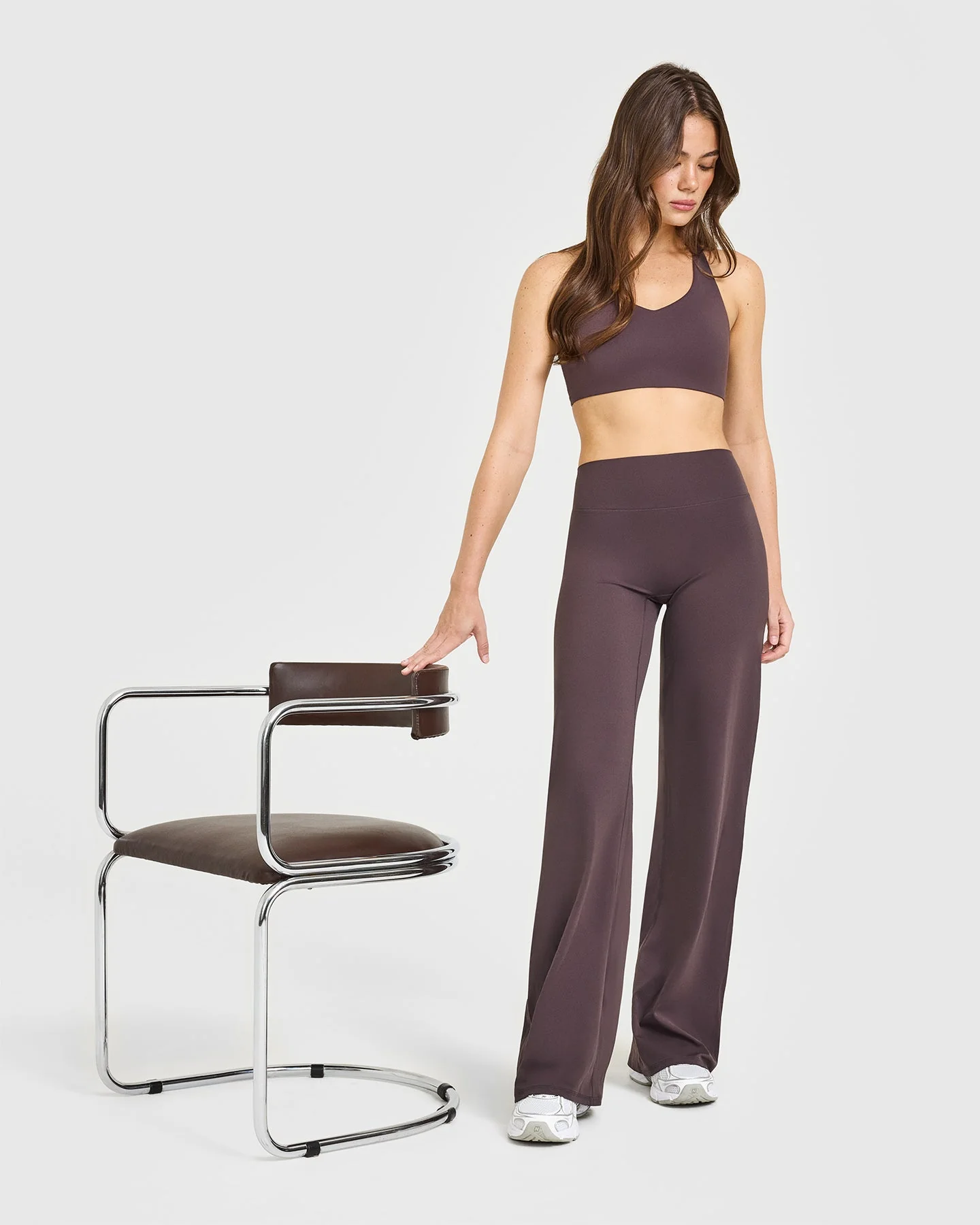 SoftMotion™ Straight Leg Bottoms with White Logo | Dark Umber Brown - Image 6