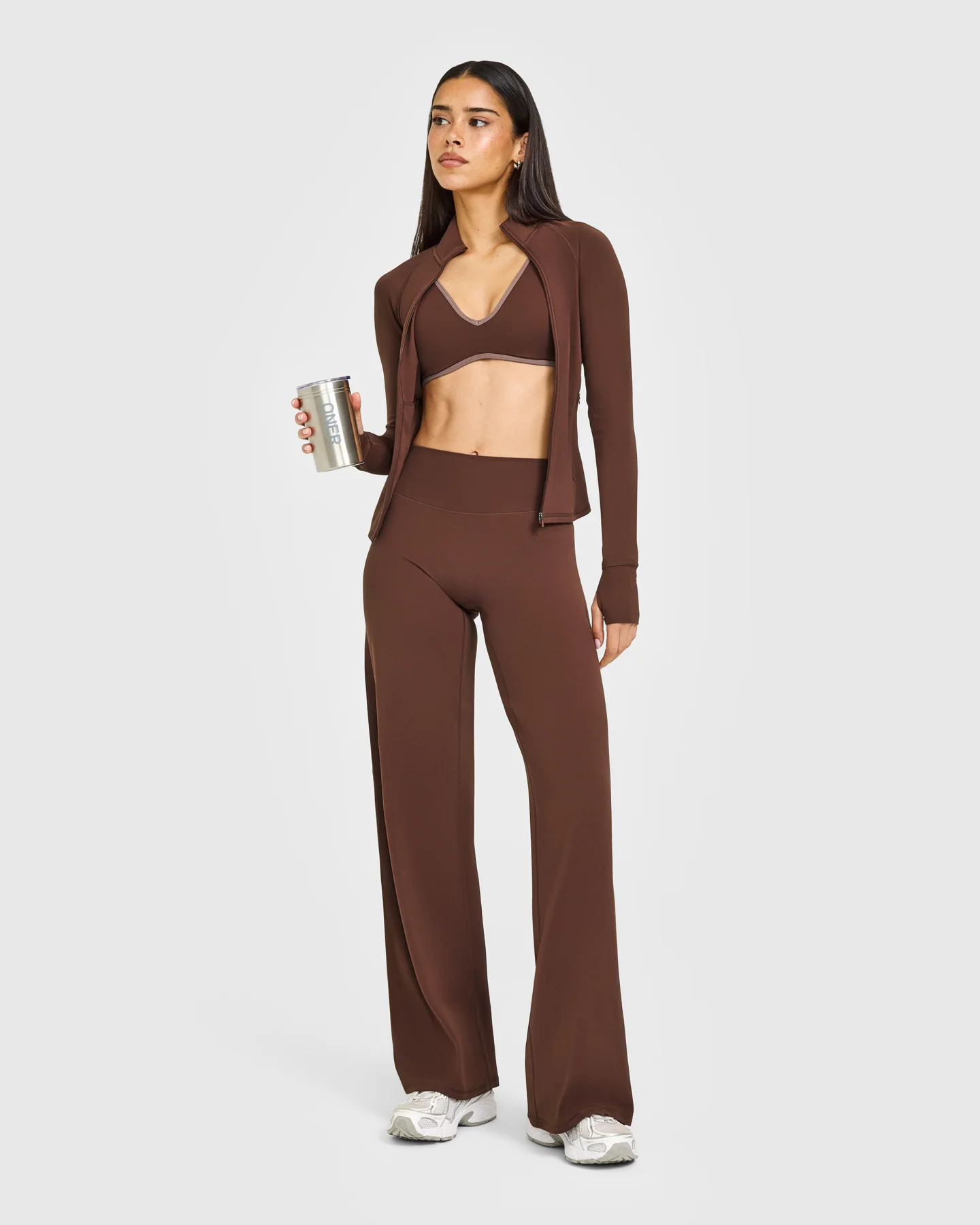 SoftMotion™ Straight Leg Bottoms with White Logo | Espresso Brown - Image 3