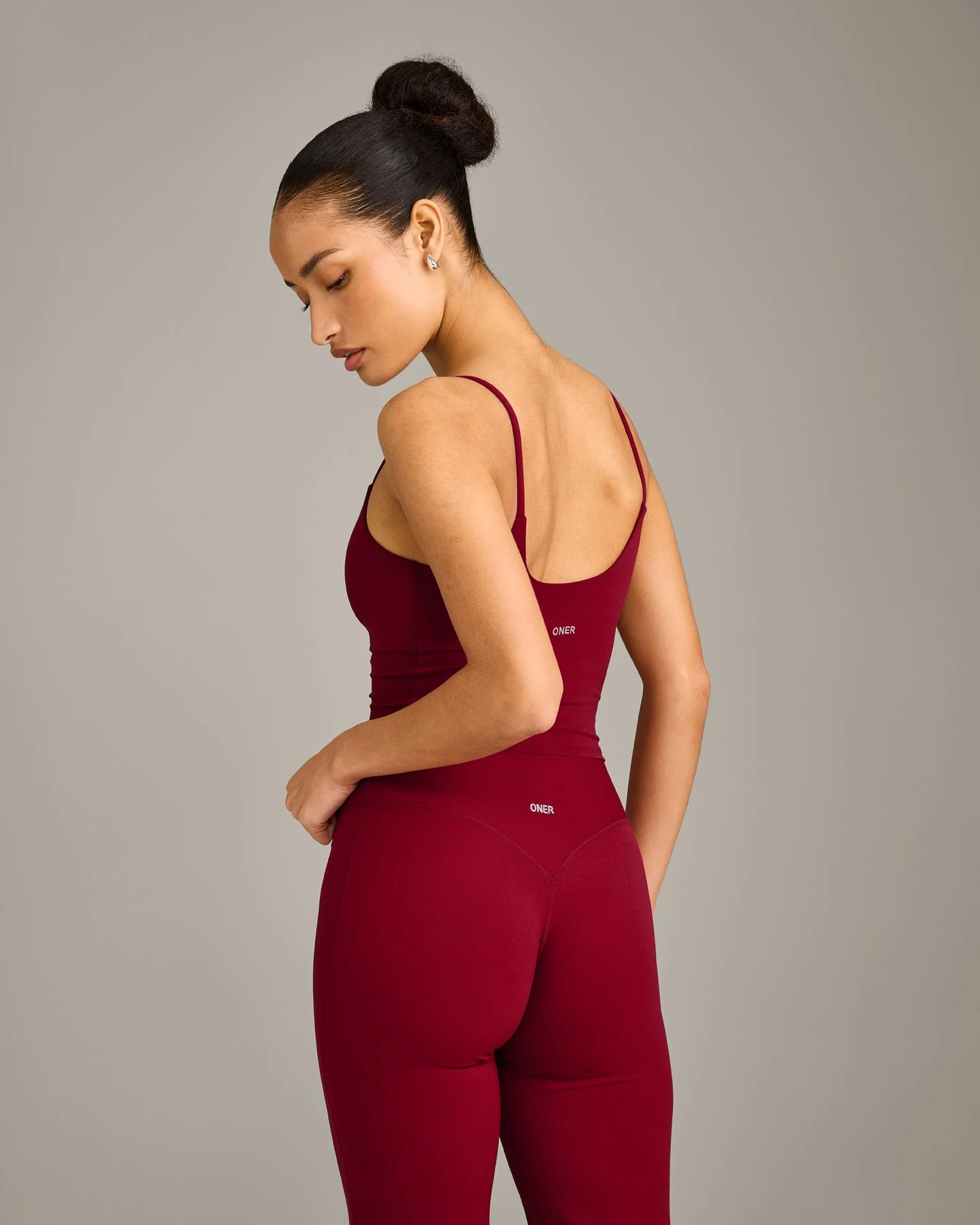SoftMotion™ Strappy Mid Vest with Built in Bra Shelf with Grey Logo | Ruby Red - Image 4