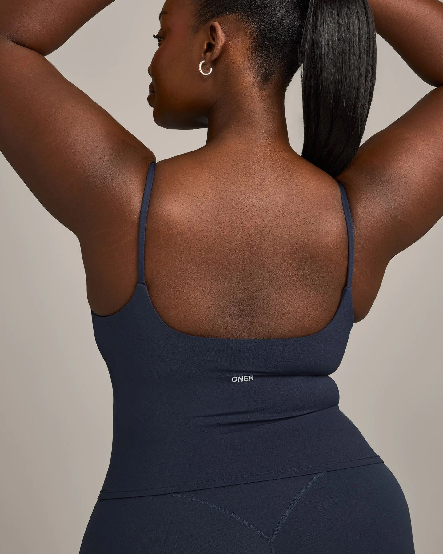 SoftMotion™ Strappy Mid Vest with Built in Bra Shelf with Grey Logo | True Blue - Image 5