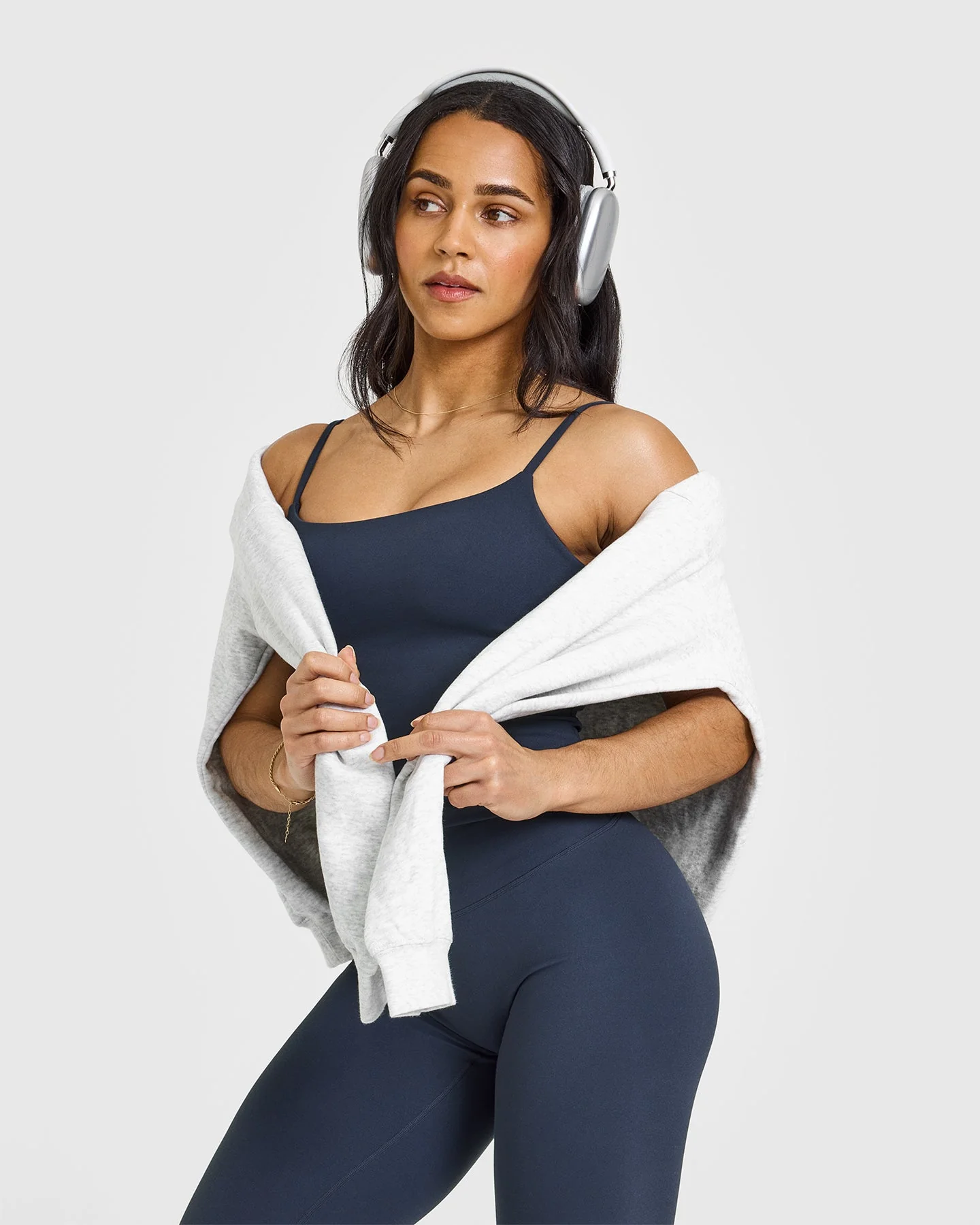SoftMotion™ Strappy Mid Vest with Built in Bra Shelf with White Logo | True Blue - Image 3