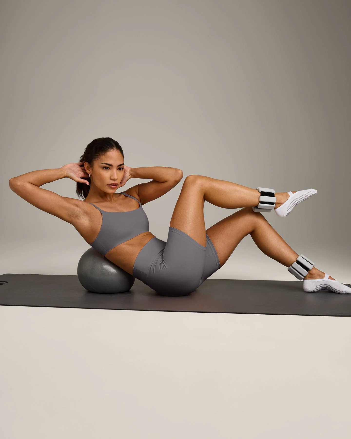 SoftMotion™ Strappy Sports Bra with Grey Logo | Ash Grey - Image 3