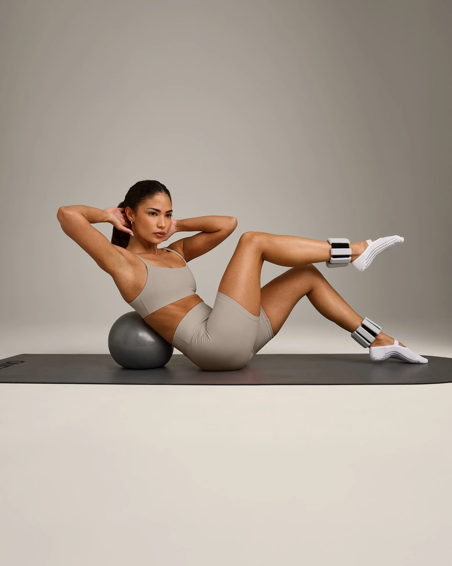 SoftMotion™ Strappy Sports Bra with White Logo | Warm Sand - Image 3