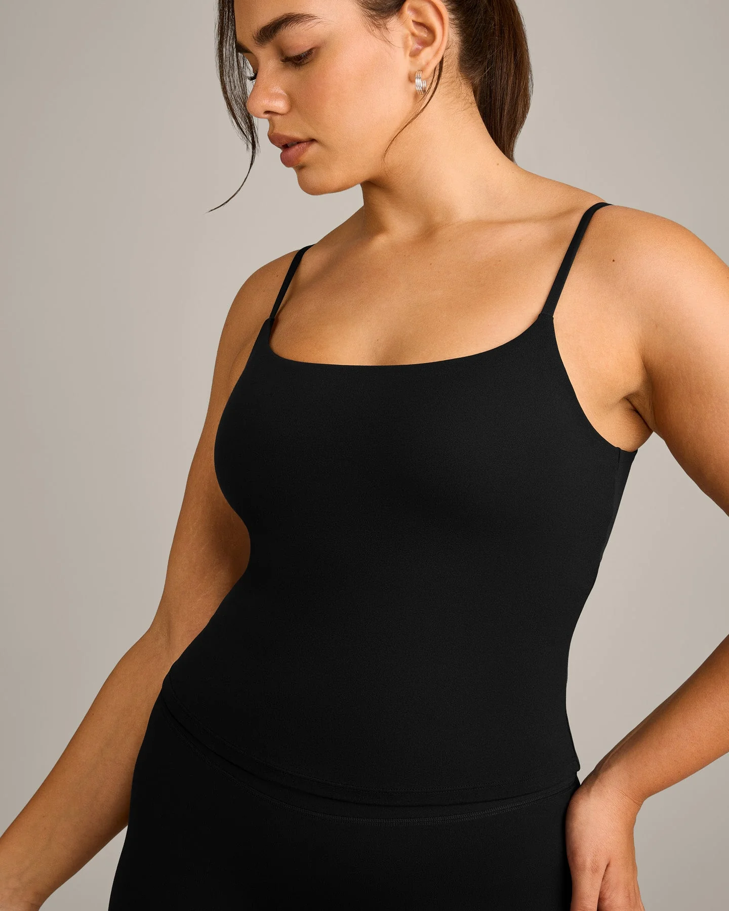 SoftMotion™ Strappy Vest with Built in Bra Shelf with Grey Logo | Black - Image 5