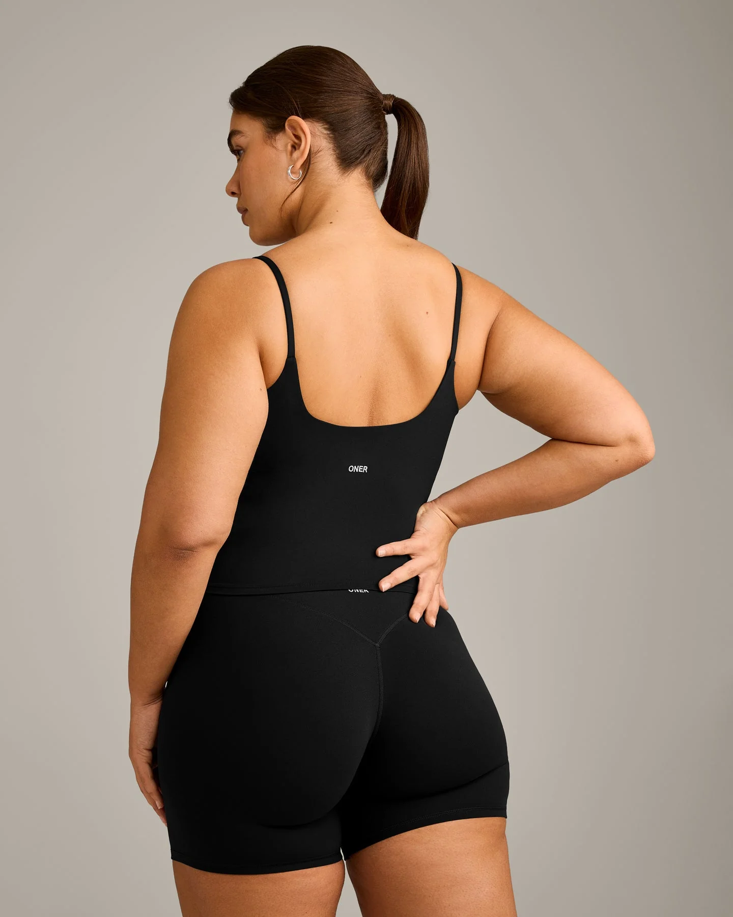 SoftMotion™ Strappy Vest with Built in Bra Shelf with Grey Logo | Black - Image 6