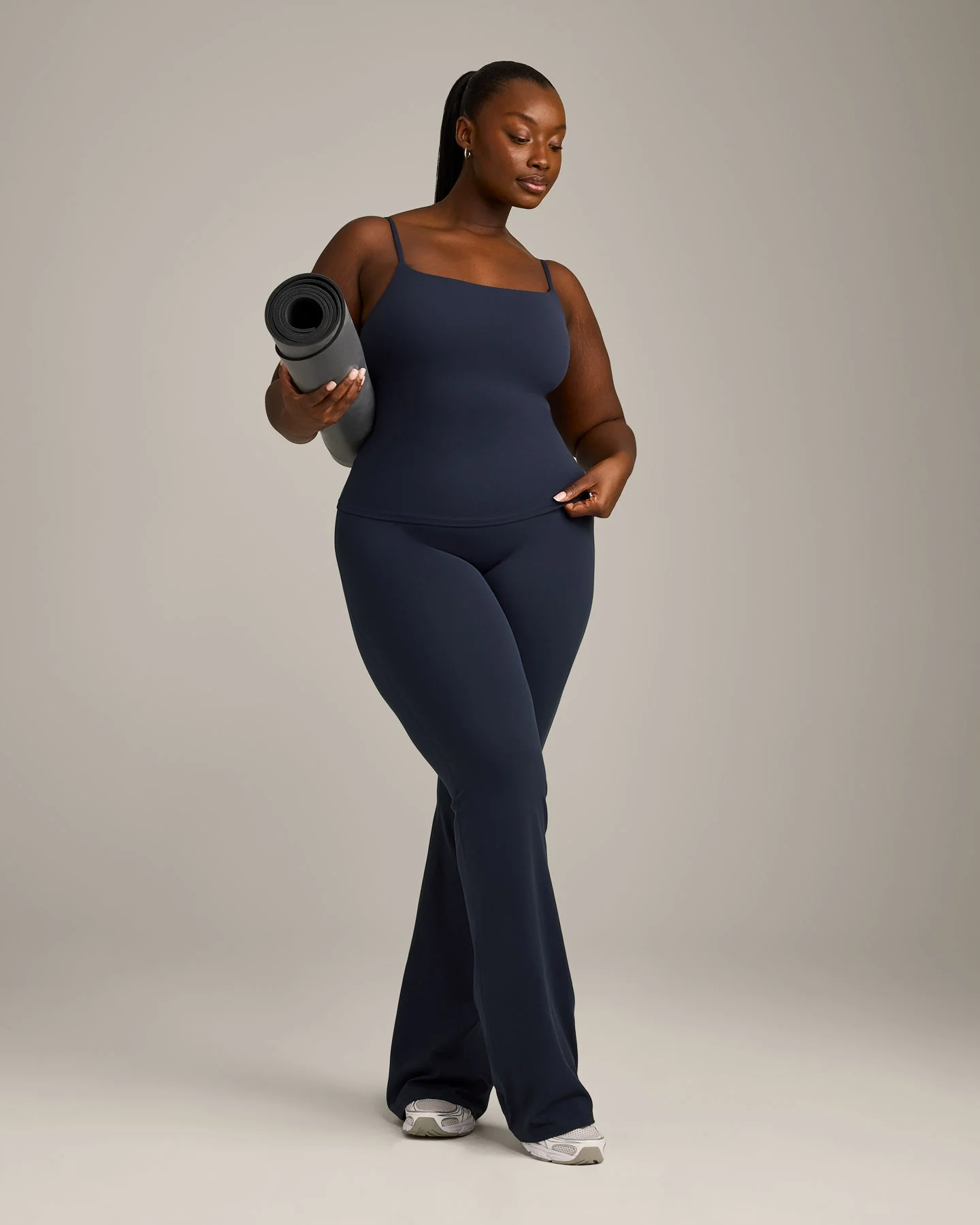 SoftMotion™ Strappy Vest with Built in Bra Shelf with Grey Logo | True Blue - Image 3