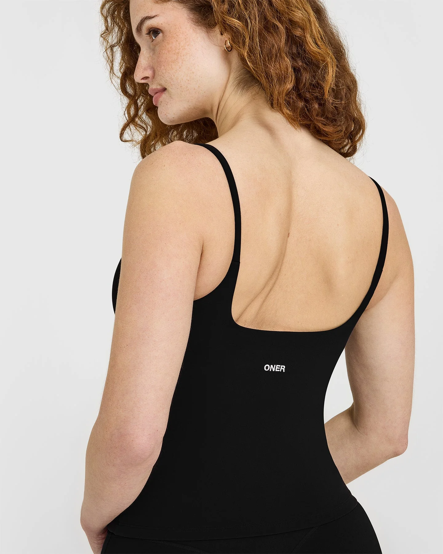 SoftMotion™ Strappy Vest with Built in Bra Shelf with White Logo | Black - Image 5