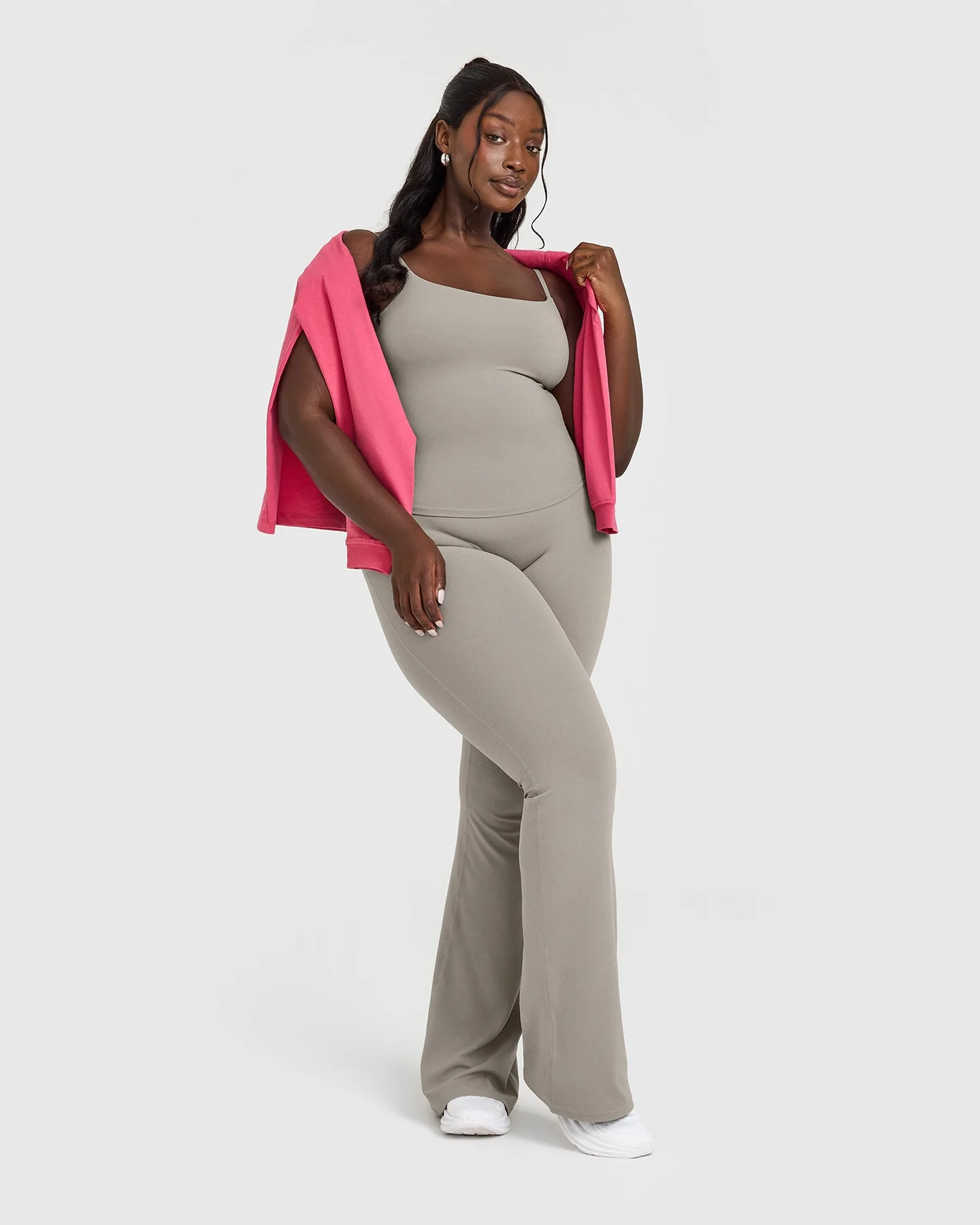 SoftMotion™ Strappy Vest with Built in Bra Shelf with White Logo | Warm Sand - Image 2
