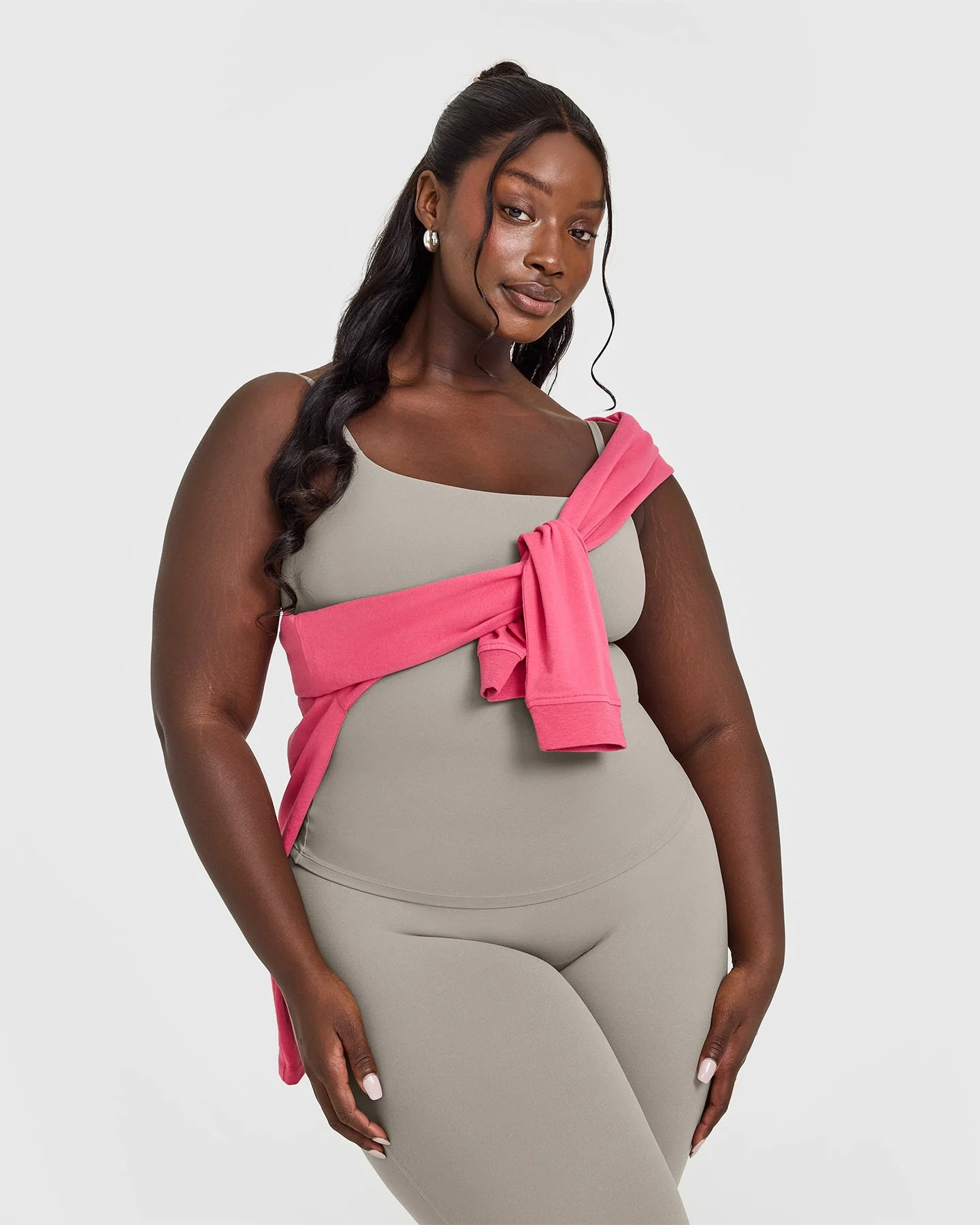 SoftMotion™ Strappy Vest with Built in Bra Shelf with White Logo | Warm Sand - Image 3