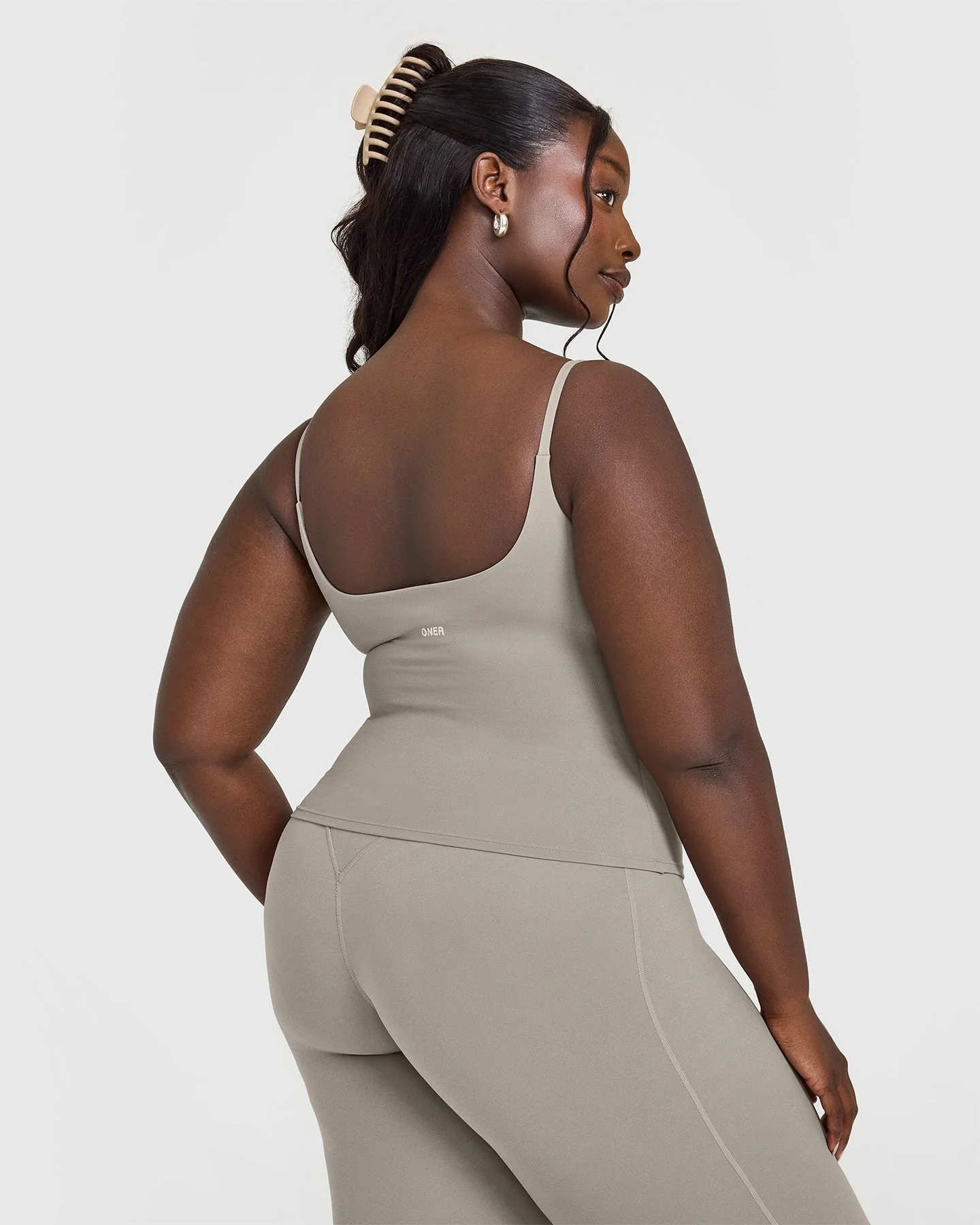 SoftMotion™ Strappy Vest with Built in Bra Shelf with White Logo | Warm Sand - Image 4