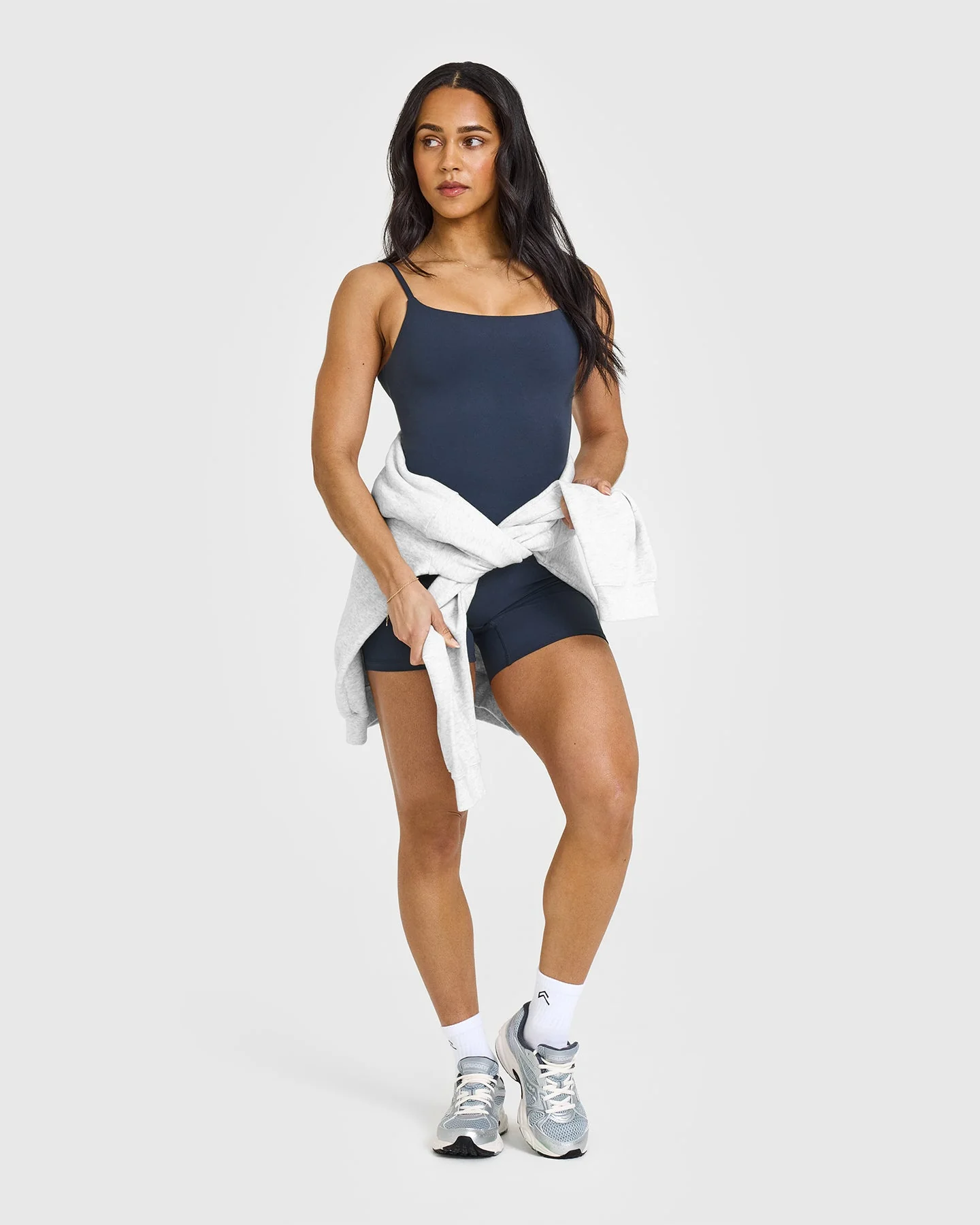 SoftMotion™ Strappy Vest with Built in Bra Shelf with White Logo | True Blue - Image 3
