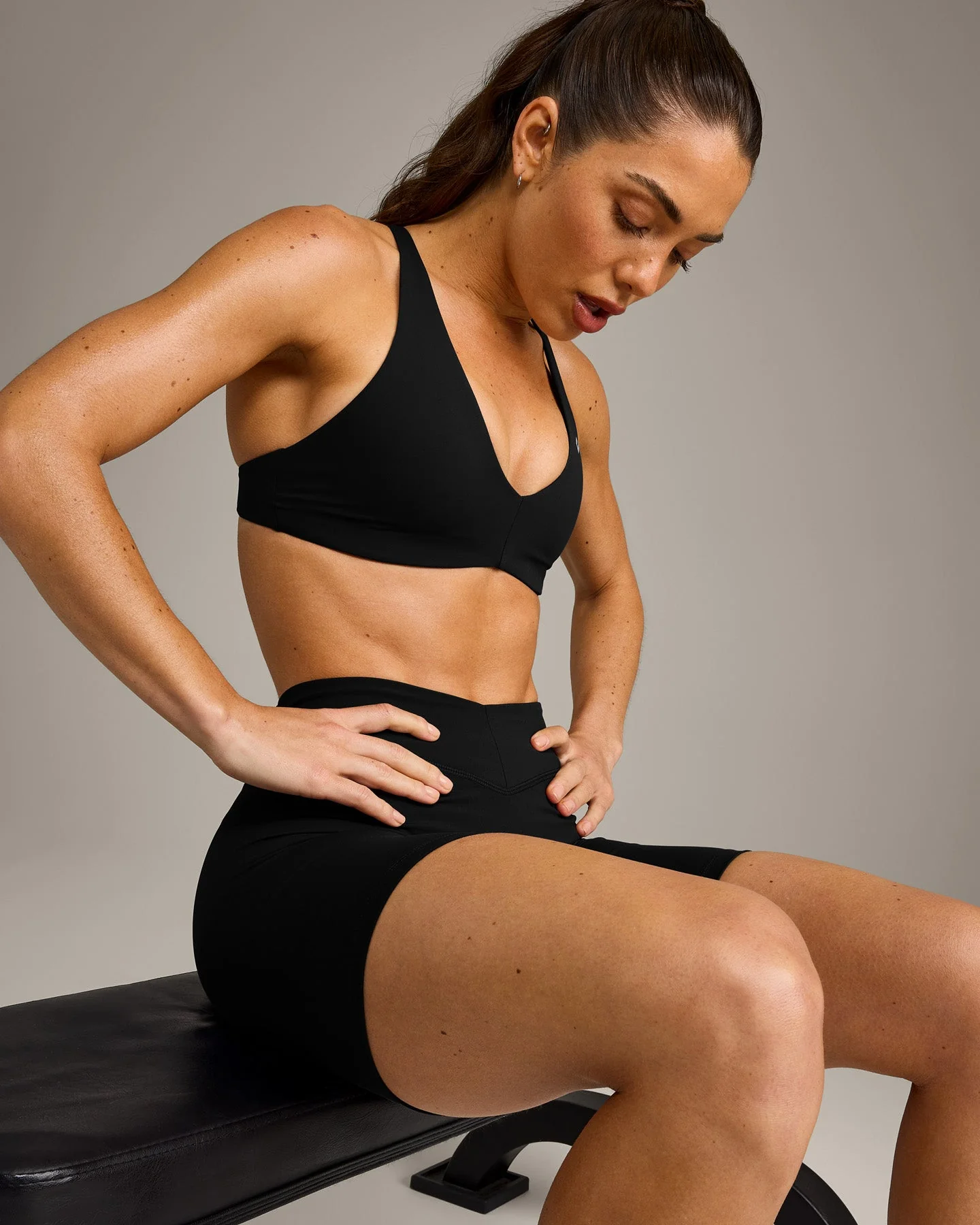 UnifiedMove™ Cross Back Sports Bra with Reflective Logo | Black - Image 5