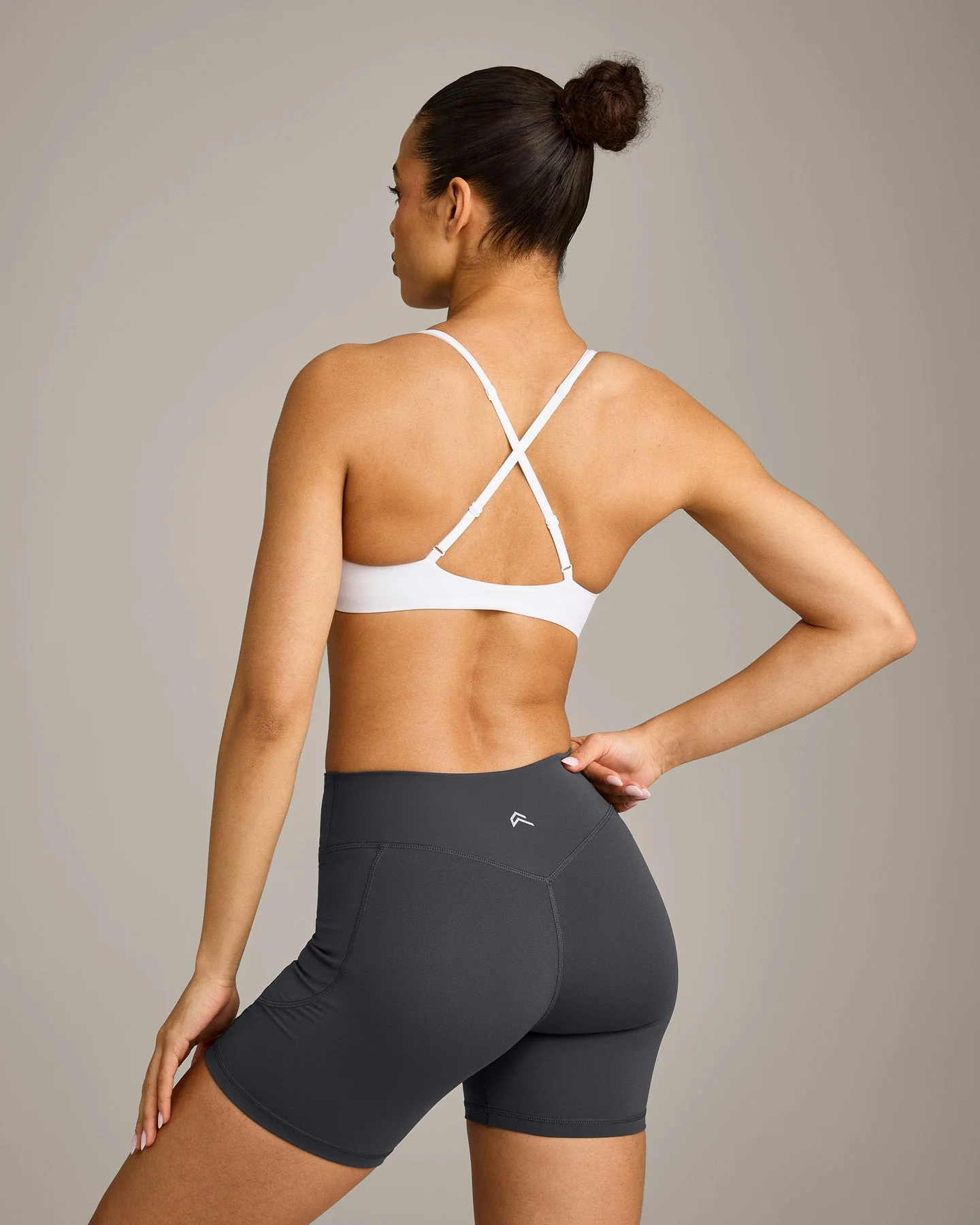 UnifiedMove™ Cross Back Sports Bra with Reflective Logo | White - Image 2