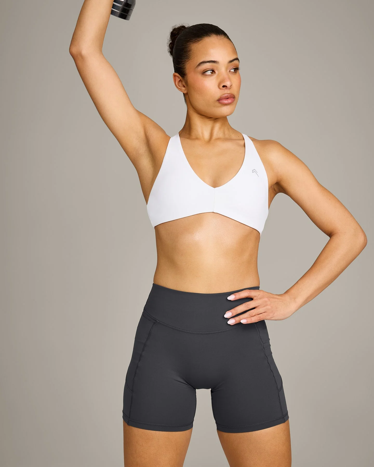 UnifiedMove™ Cross Back Sports Bra with Reflective Logo | White - Image 6