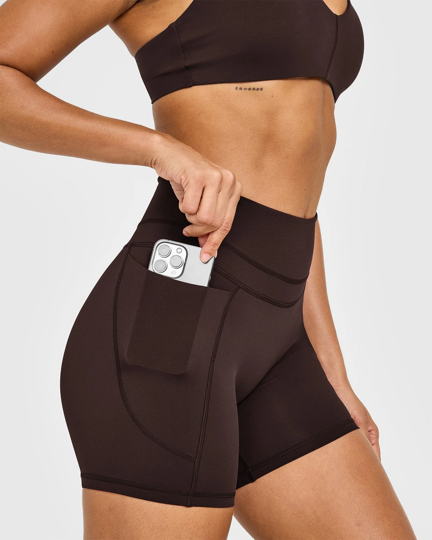 UnifiedMove™ High Waisted Pocket Shorts 6" | 70% Cocoa - Image 5